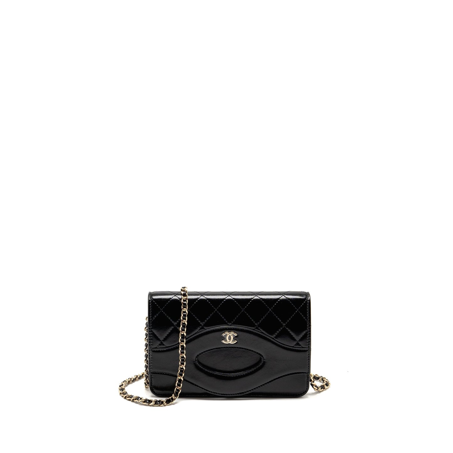 Chanel 24c 31 Wallet On Chain Shiny Calfskin Black L (Microchip)