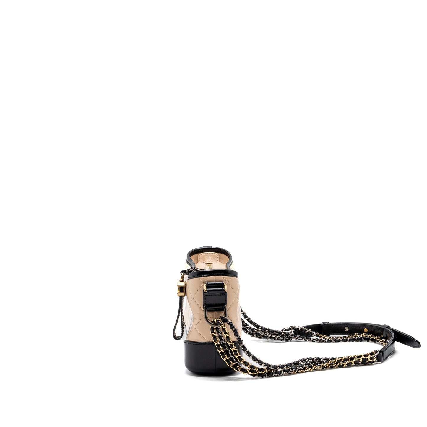 Chanel small Gabrielle hobo bag calfskin beige / black  multicolor hardware