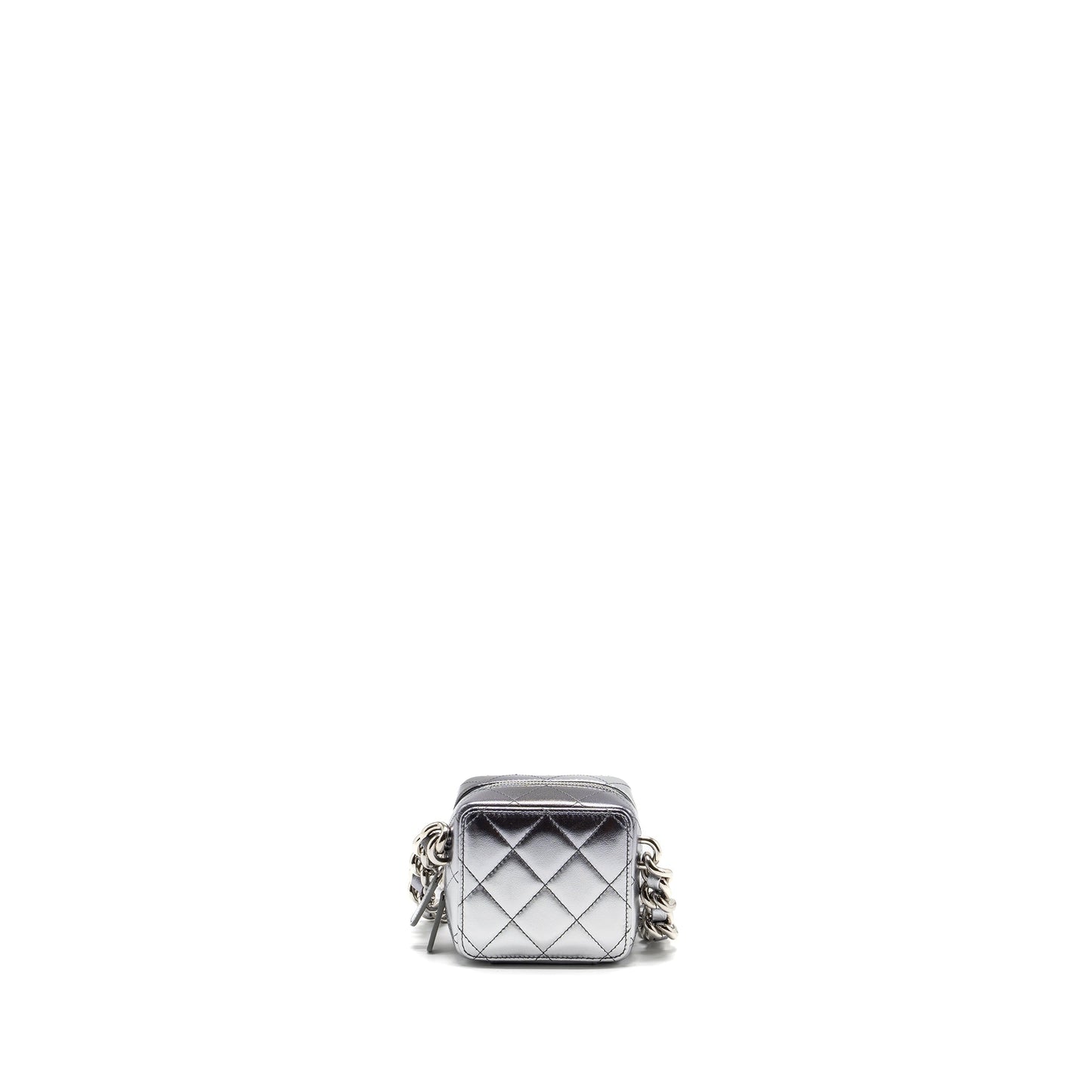 Chanel 22c coco punk purse with giant chain lambskin metallic silver/black