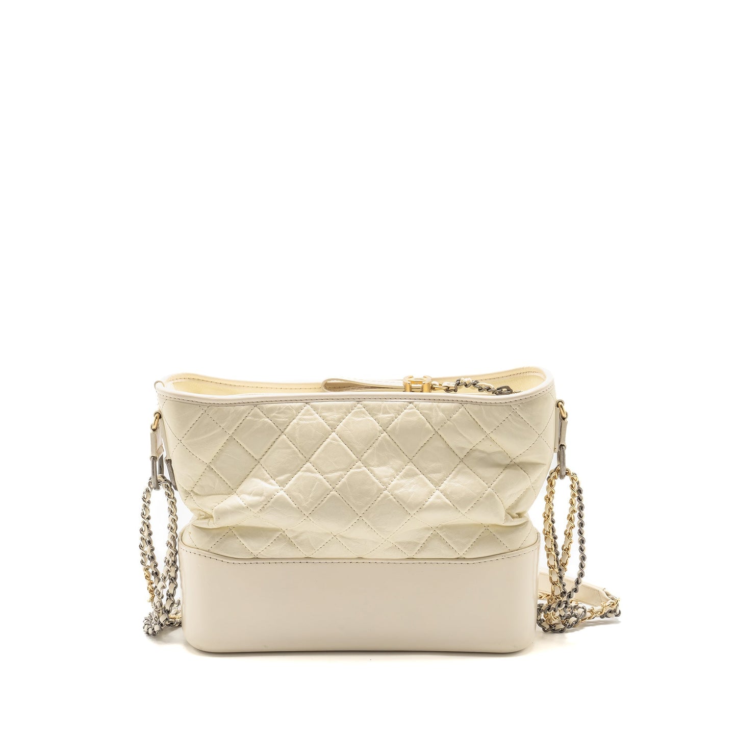 Chanel Large Gabrielle Hobo Bag Aged Calfskin White Multicolour Hardware
