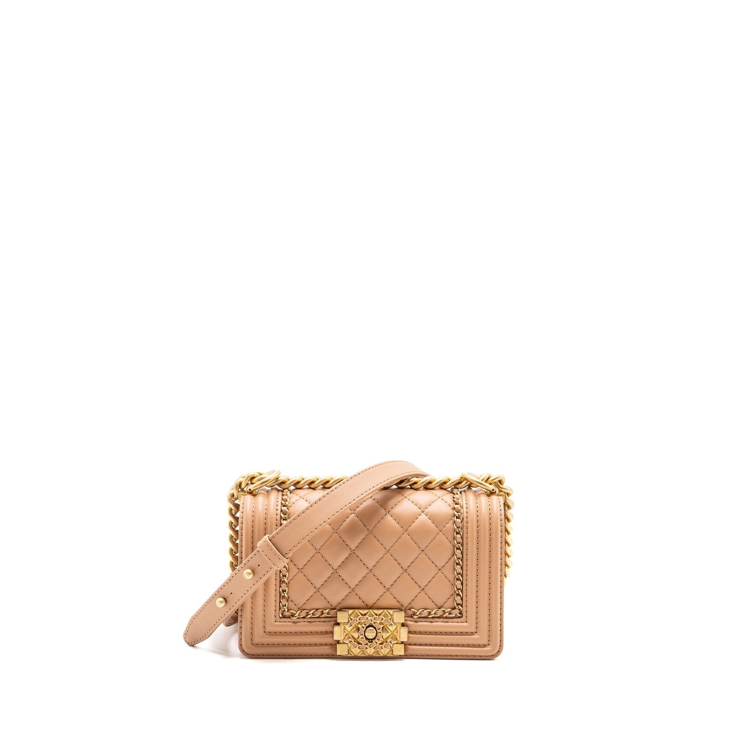 Chanel Small Boy Bag limited edition Calfskin Dark Beige