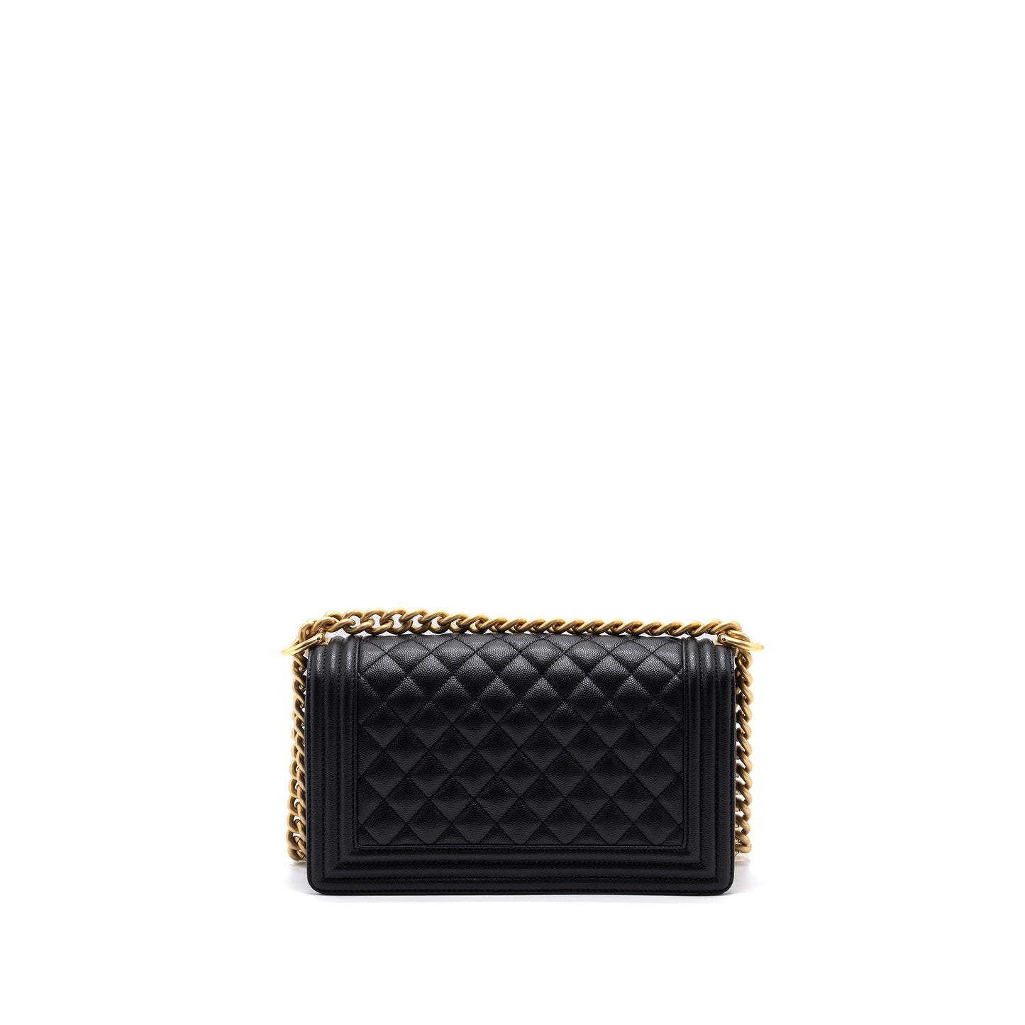 Chanel Medium Classic Boy Bag Caviar Black Brushed  (microchip)