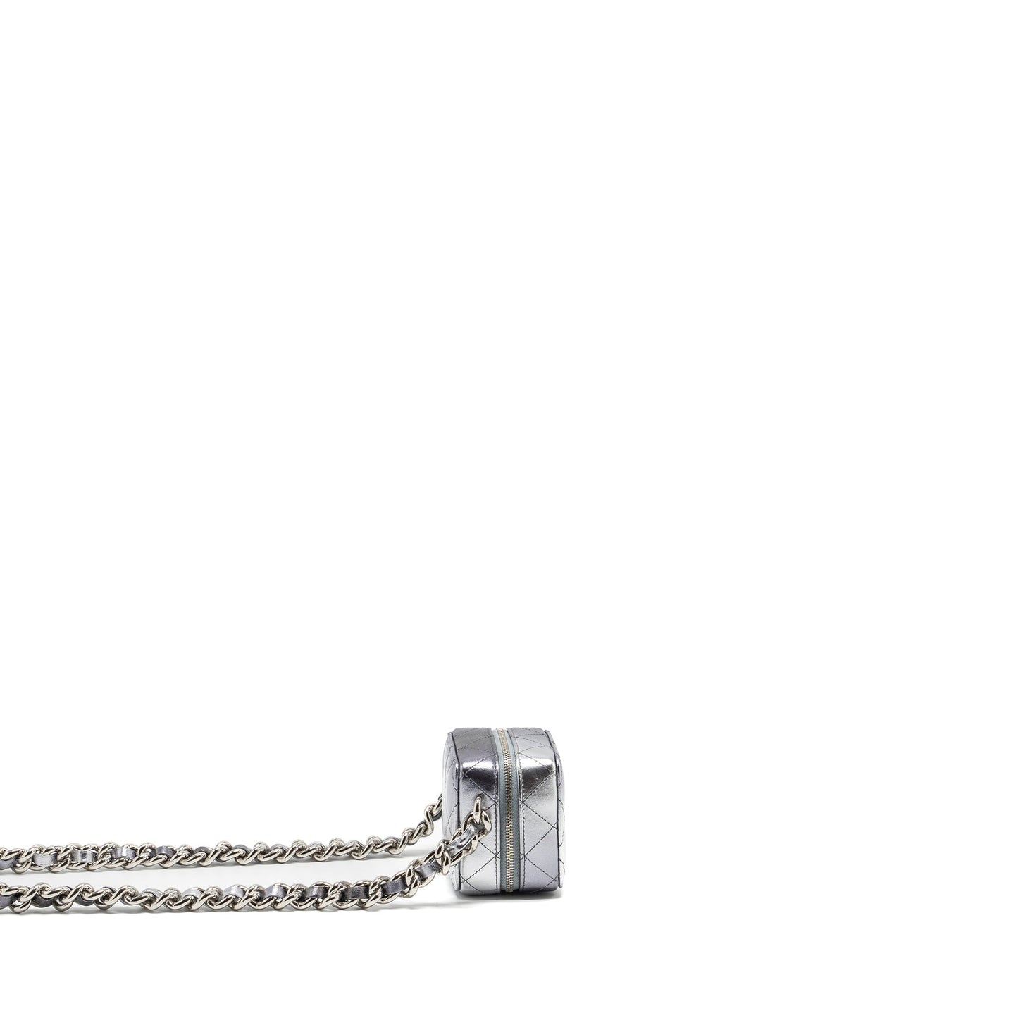 Chanel 22c coco punk purse with giant chain lambskin metallic silver/black