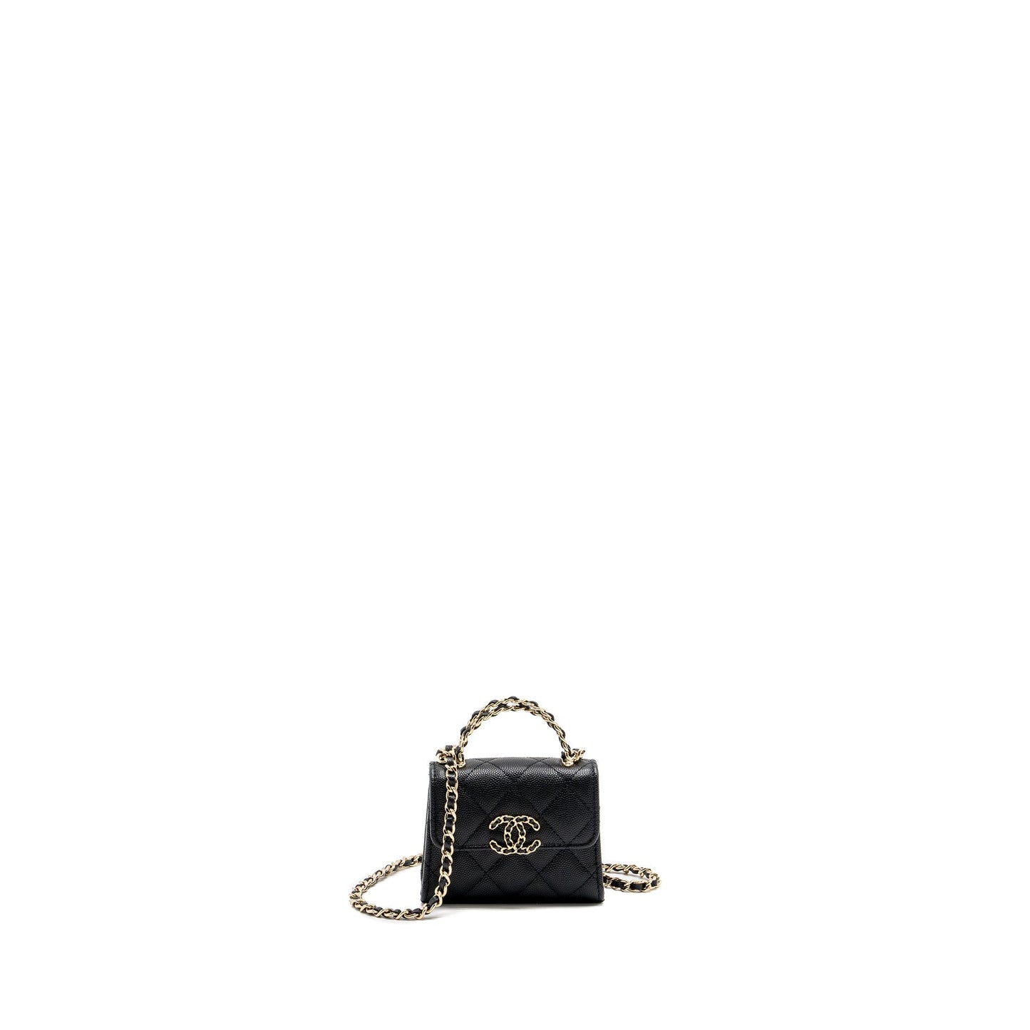 Chanel Top Handle Mini Flap Bag Caviar Black L (Microchip)