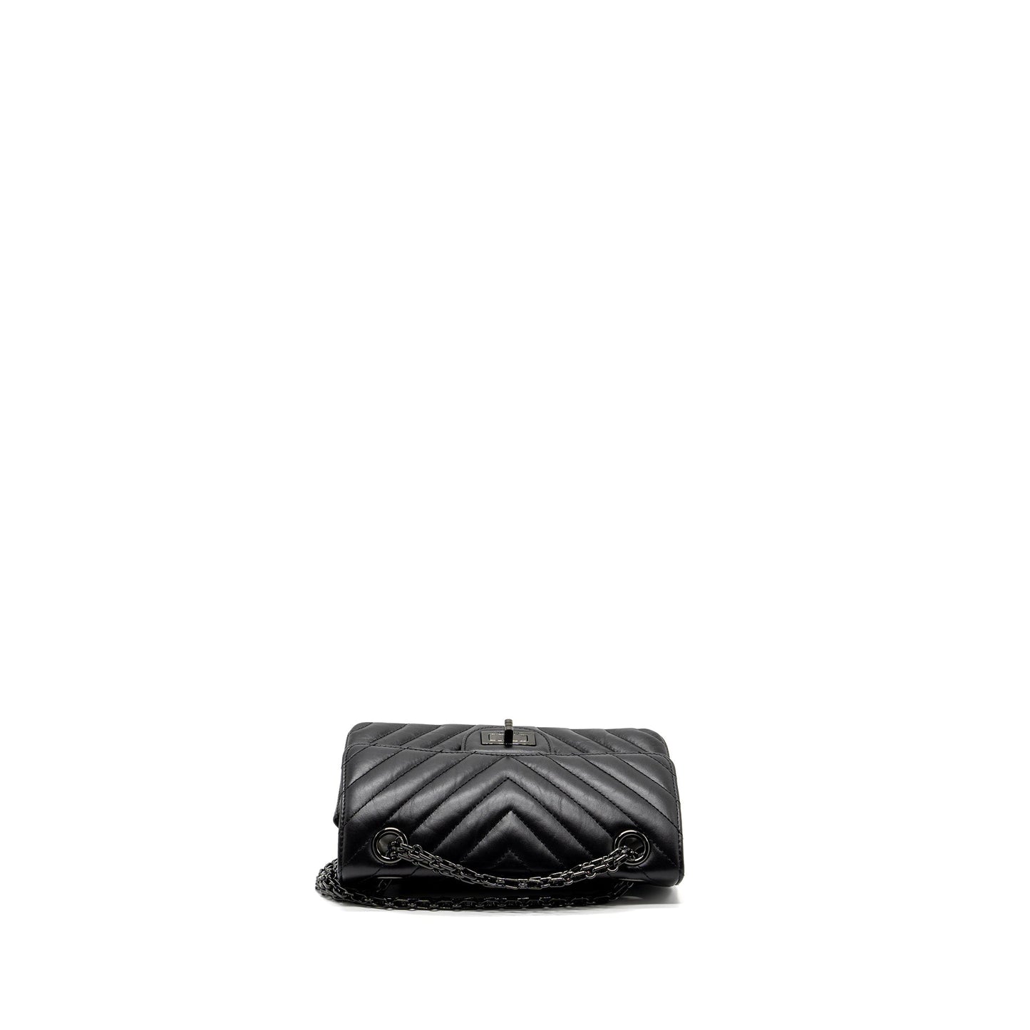 Chanel Mini 2.55 Reissue Flap Bag Chevron Calfskin So Black (Microchip)