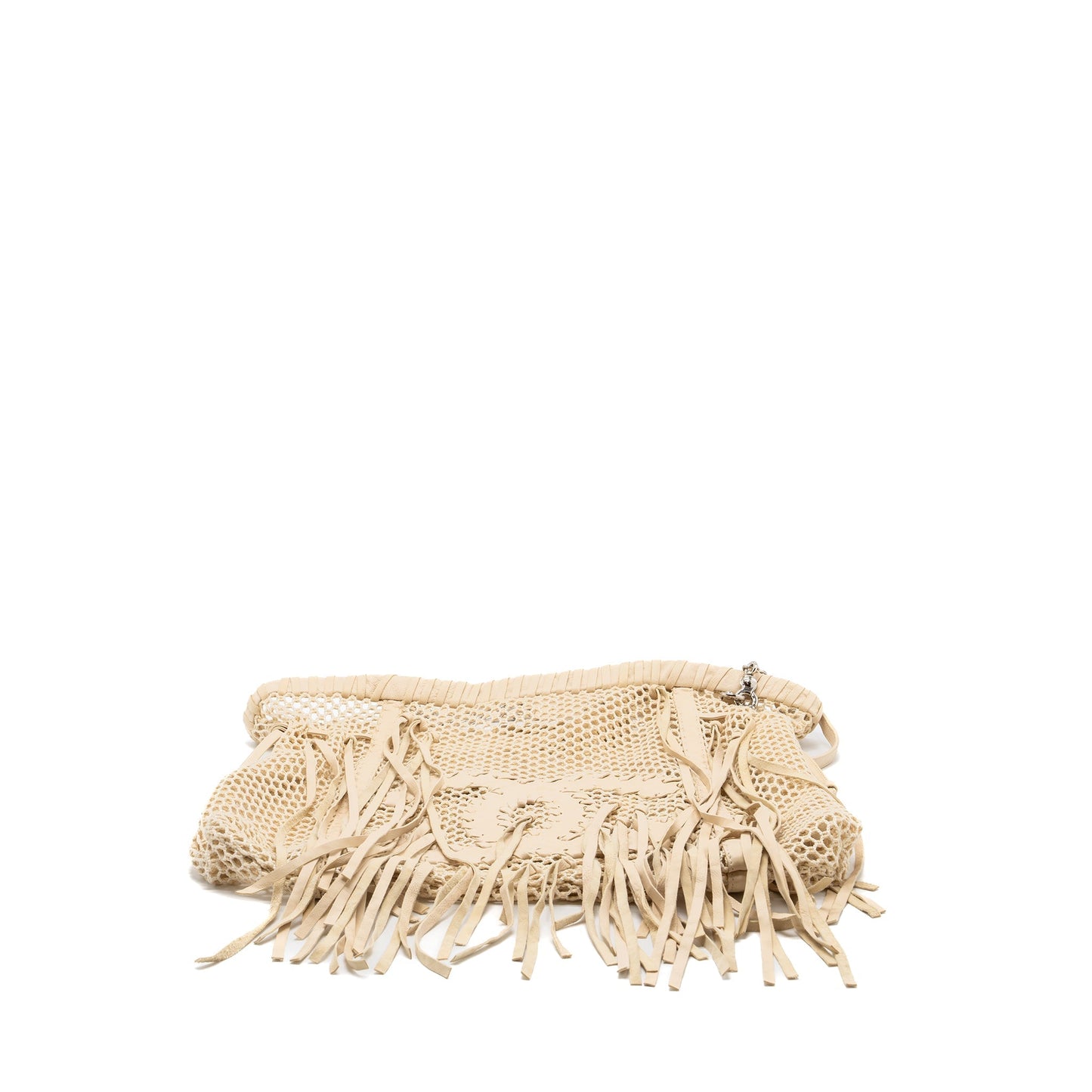 Chanel large beach tote bag lambskin / fabric ivory