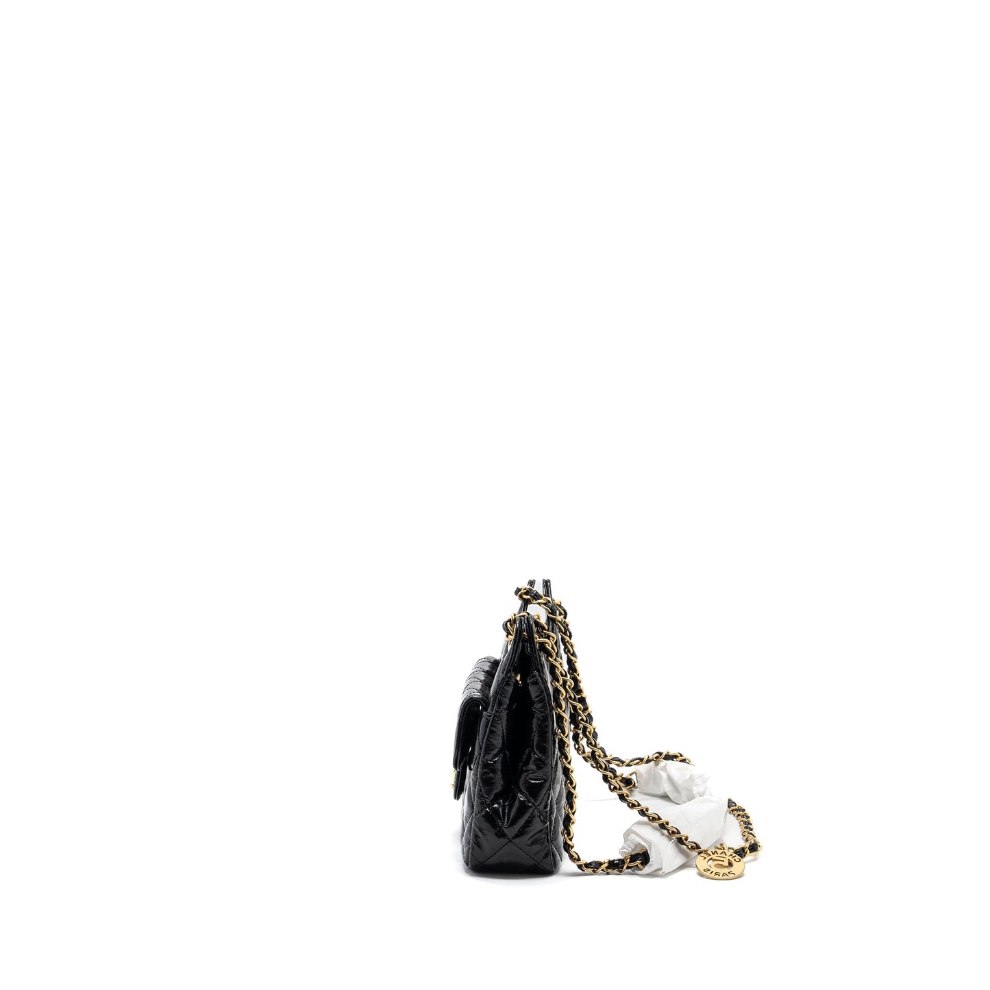 Chanel 23C Small HOBO Bag Shiny Calfskin Black  (Microchip)