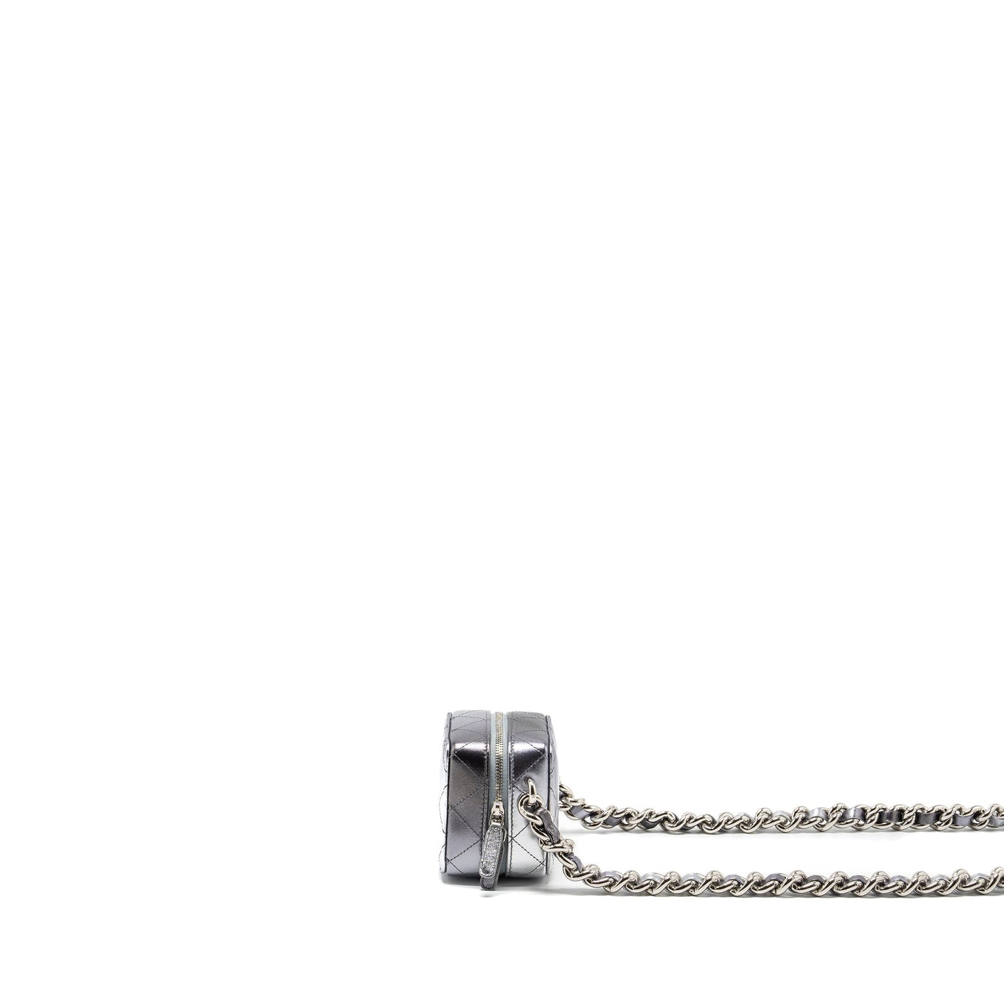 Chanel 22c coco punk purse with giant chain lambskin metallic silver/black