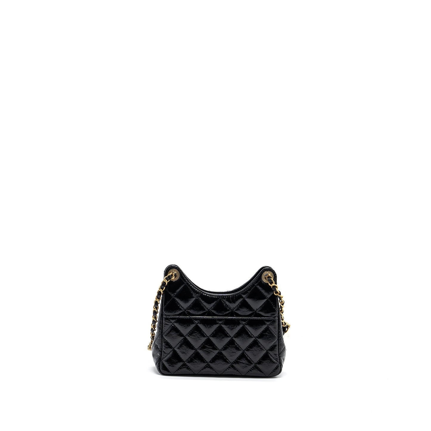 Chanel 23C Small HOBO Bag Shiny Calfskin Black  (Microchip)