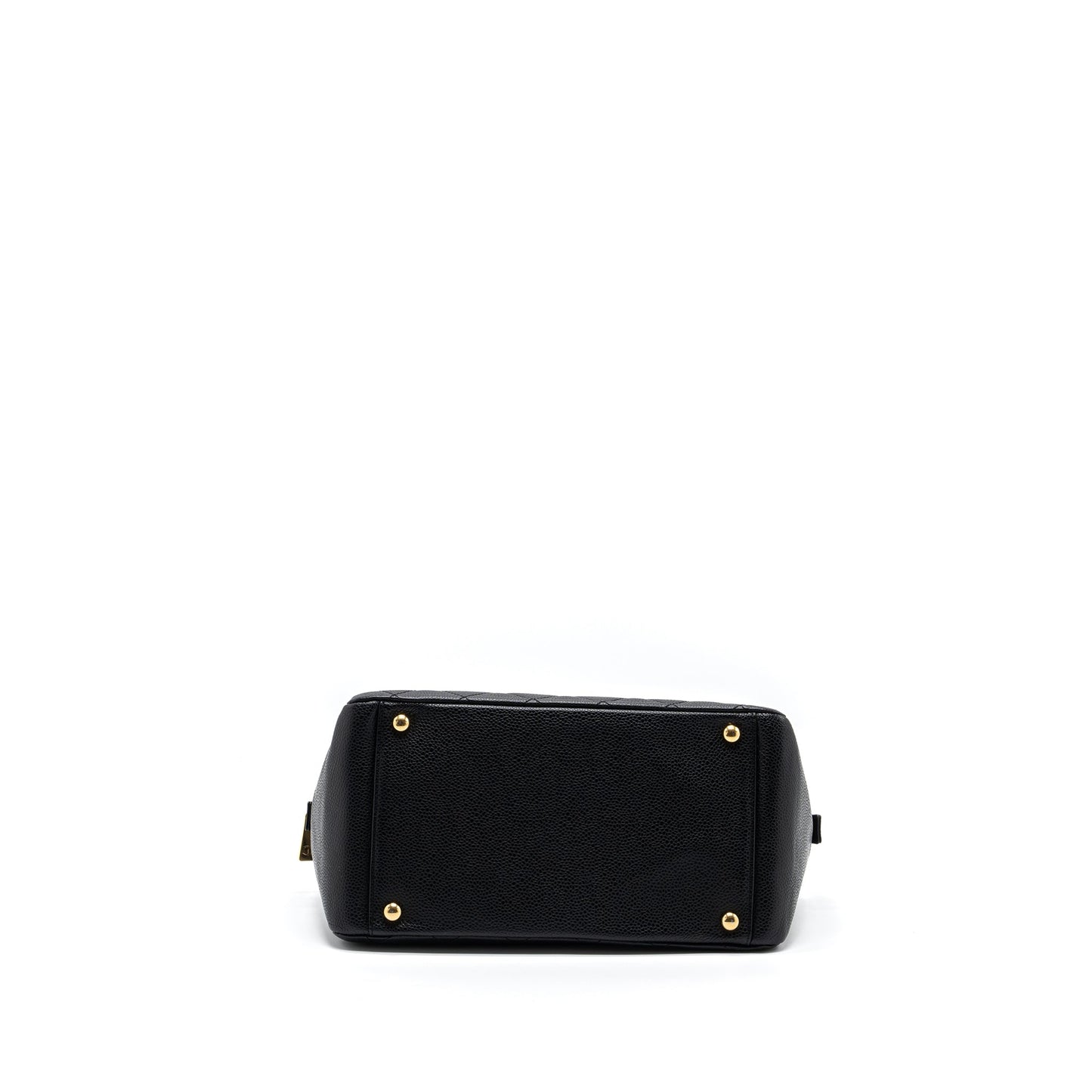 Chanel CC logo small shopping tote bag caviar black