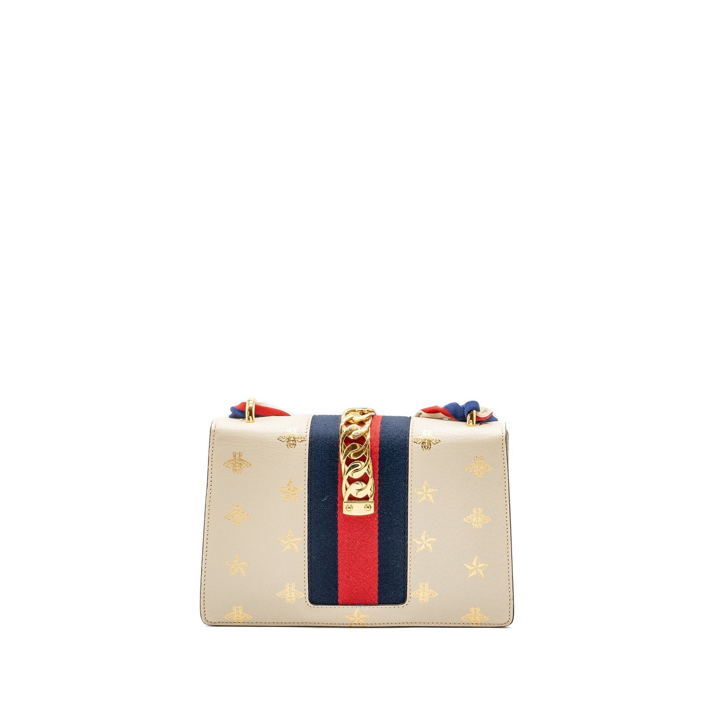 Gucci Small Sylvia Bag Bee and Star Printed Calfskin White