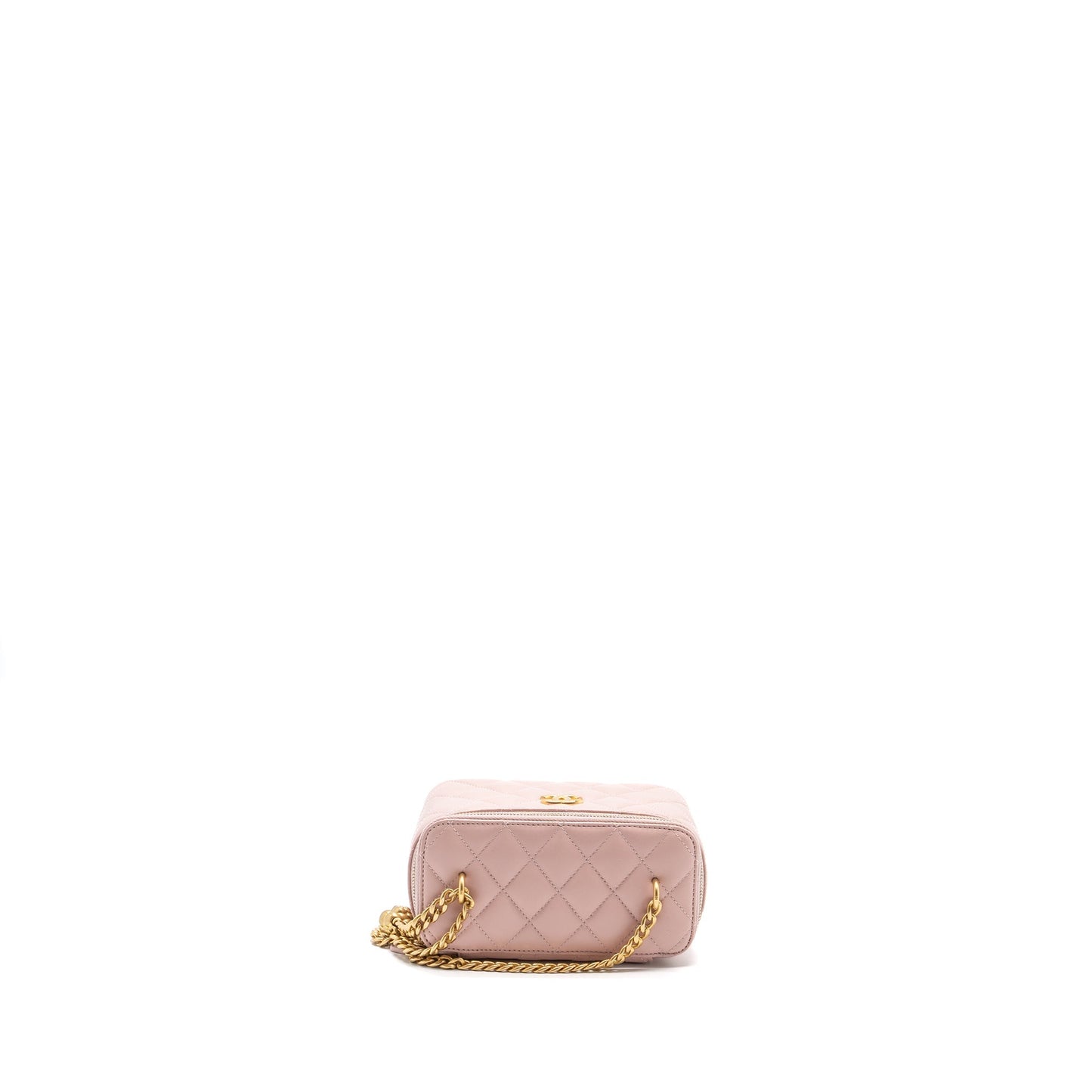 Chanel Long Vanity Case Camellia Chain Lambskin  Light Pink  (Microchip)