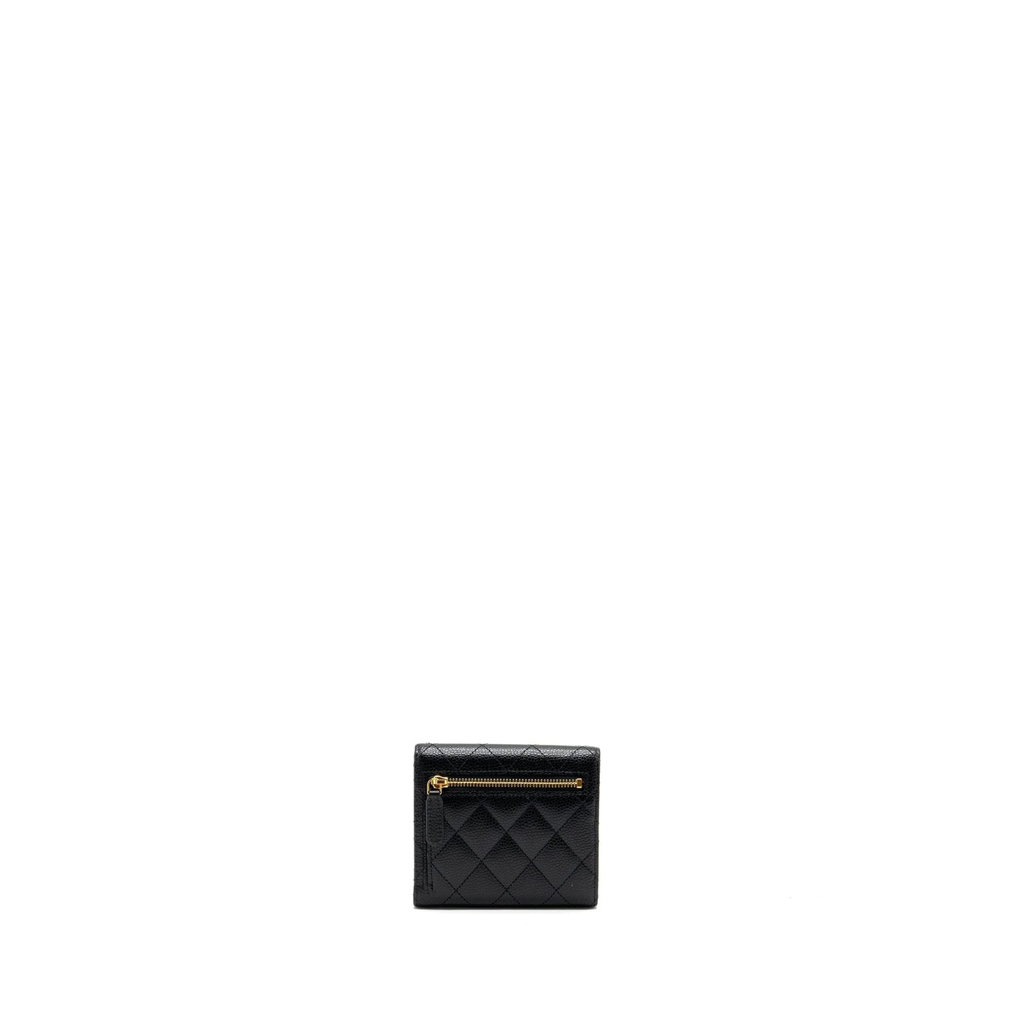 Chanel classic compact wallet caviar black  (Microchip)