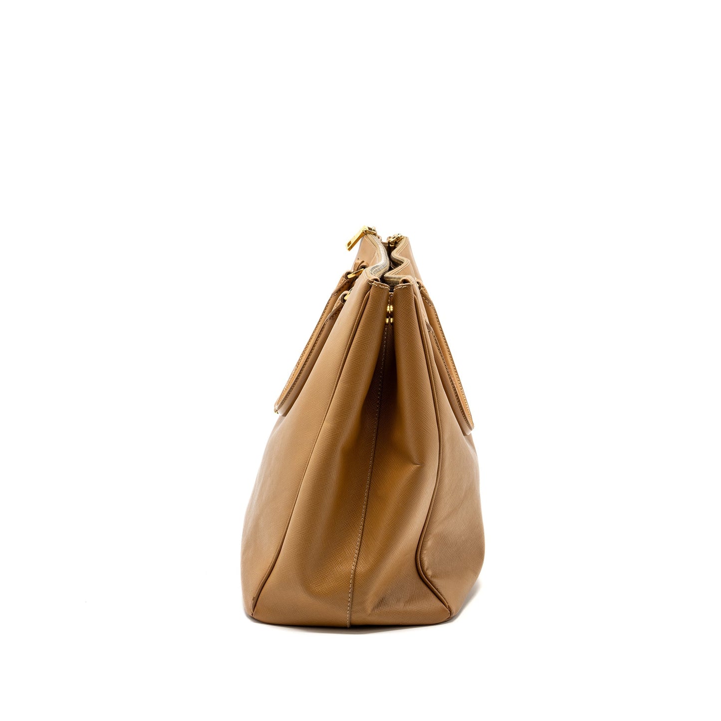 Prada X large double zip tote Purse saffiano calfskin caramel