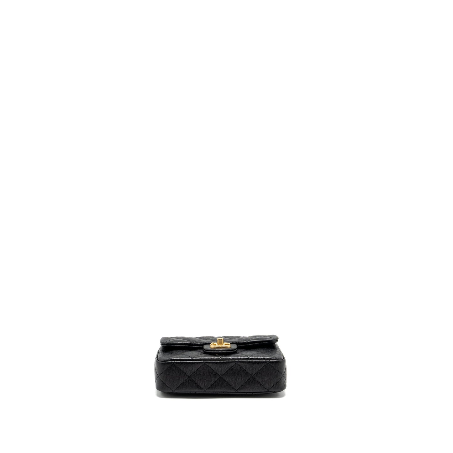 Chanel 24p Coco Love Mini Flap Bag Adjustable Chain Caviar Black Brush  (Microchip)