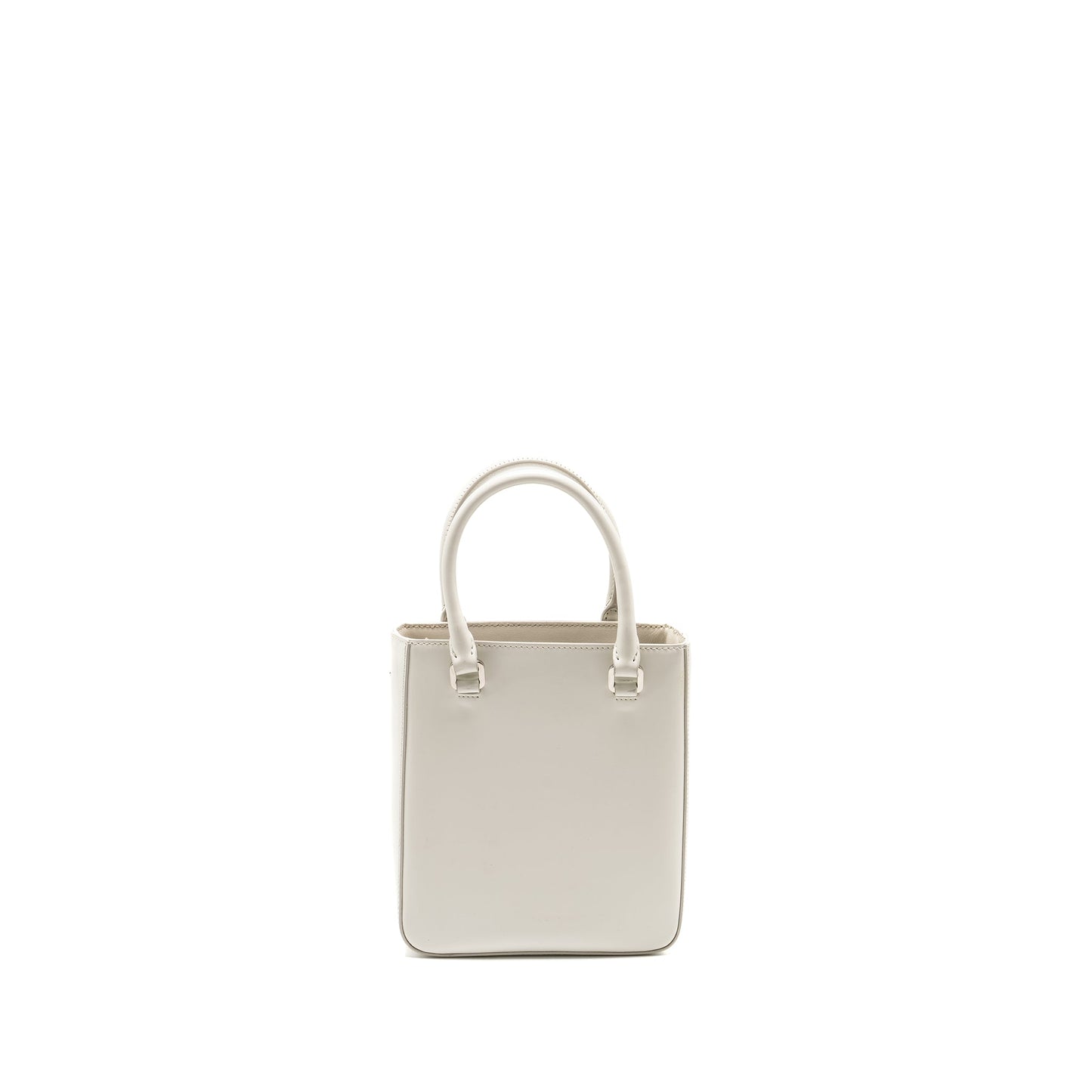 Prada Small Brushed Leather Tote Purse White