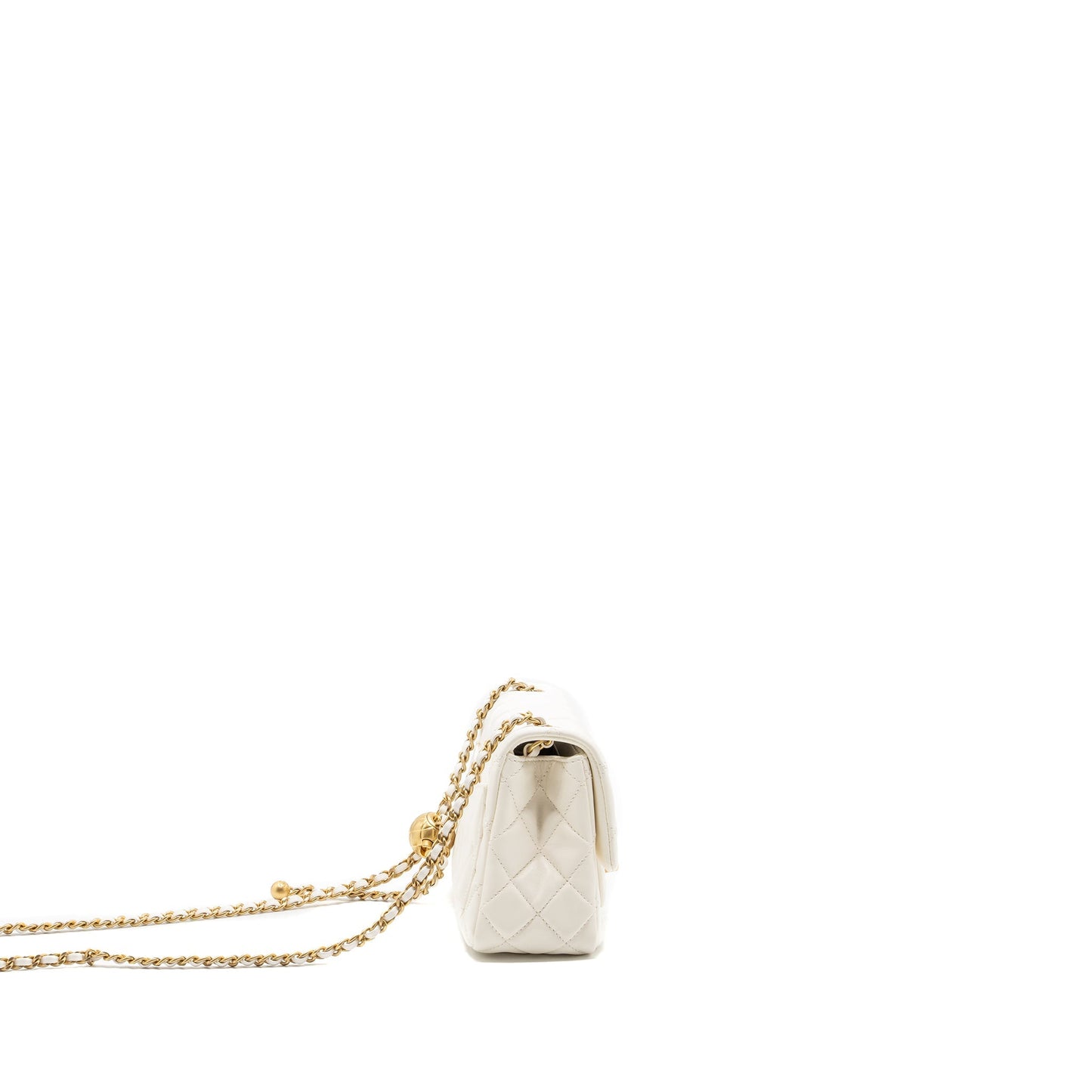 Chanel Pearl crush mini square flap bag lambskin white  (microchip)