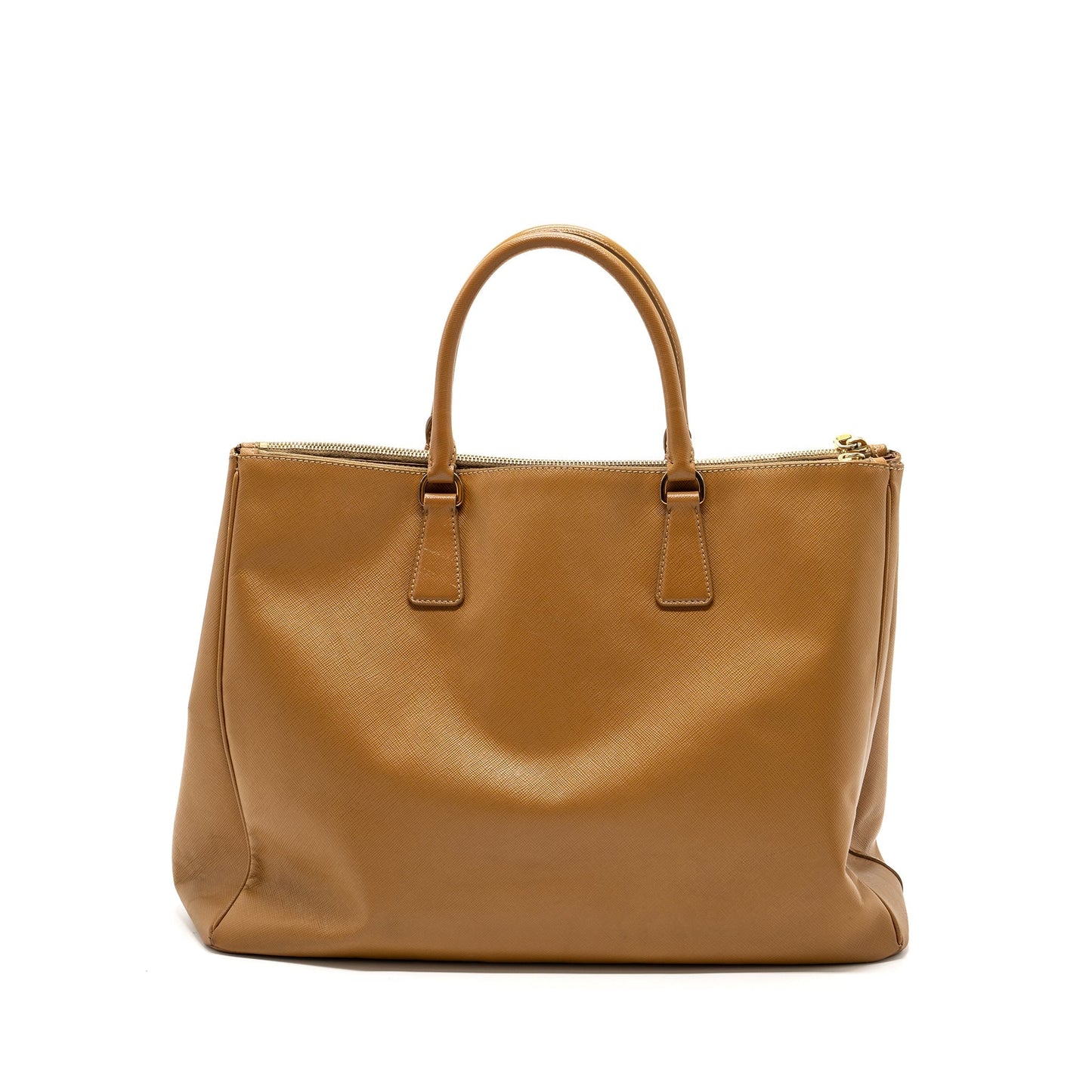 Prada X large double zip tote Purse saffiano calfskin caramel