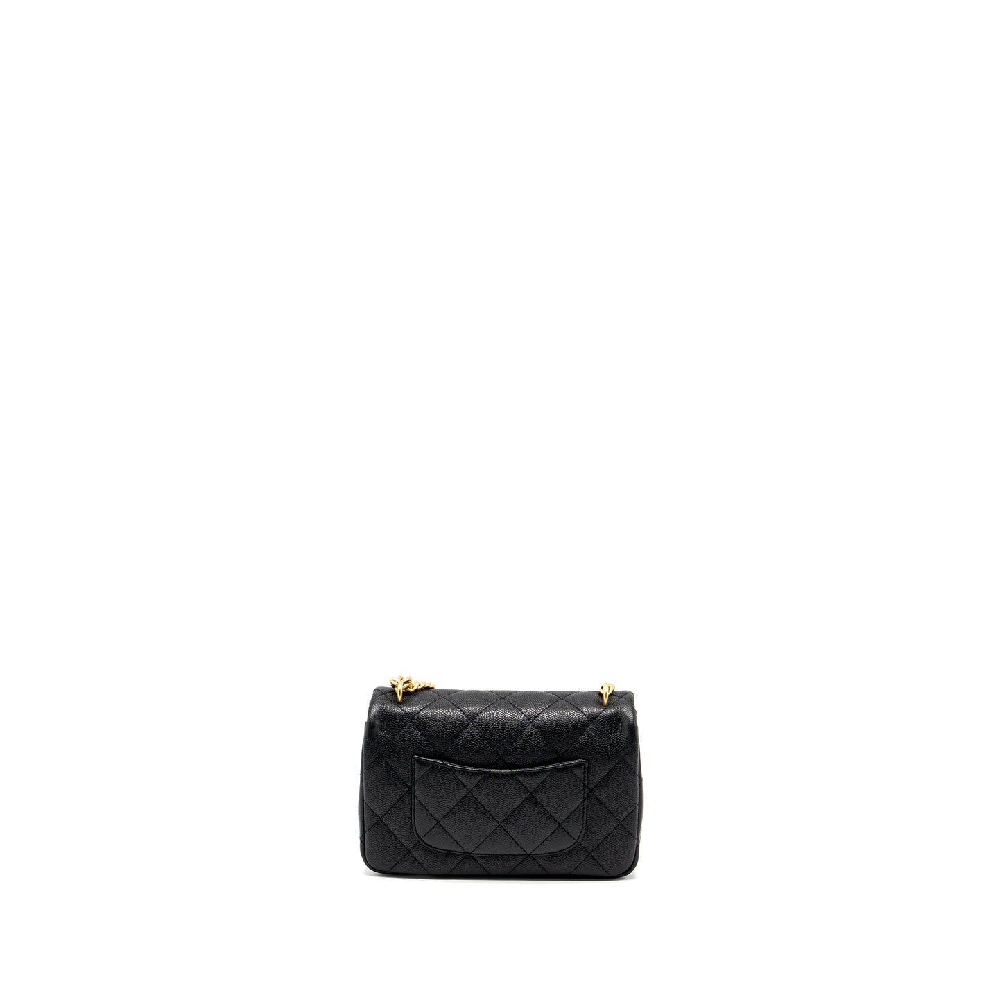 Chanel 24p Coco Love Mini Flap Bag Adjustable Chain Caviar Black Brush  (Microchip)
