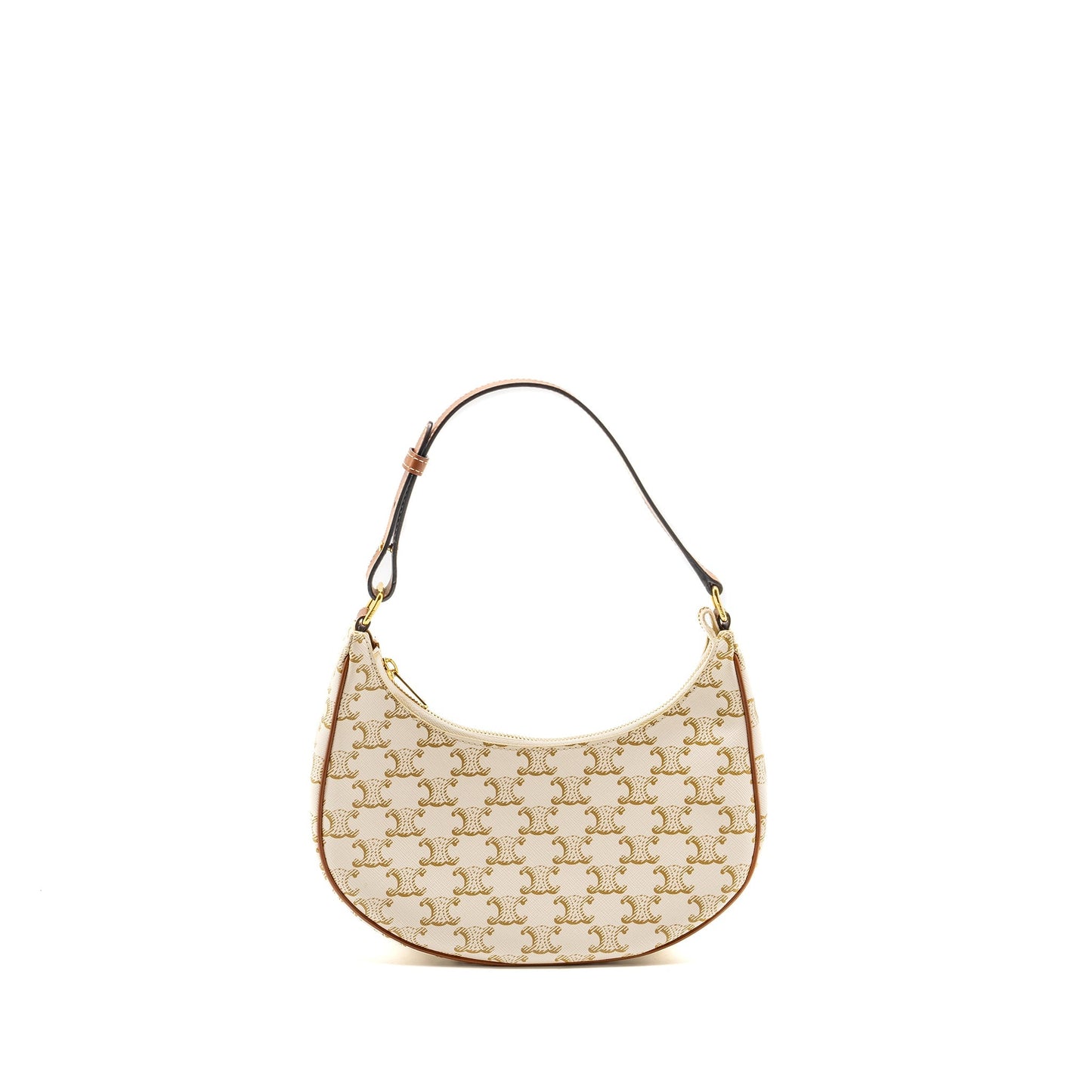 Celine Meduim Ava Purse Triomphe Canvas/Calfskin White/Brown