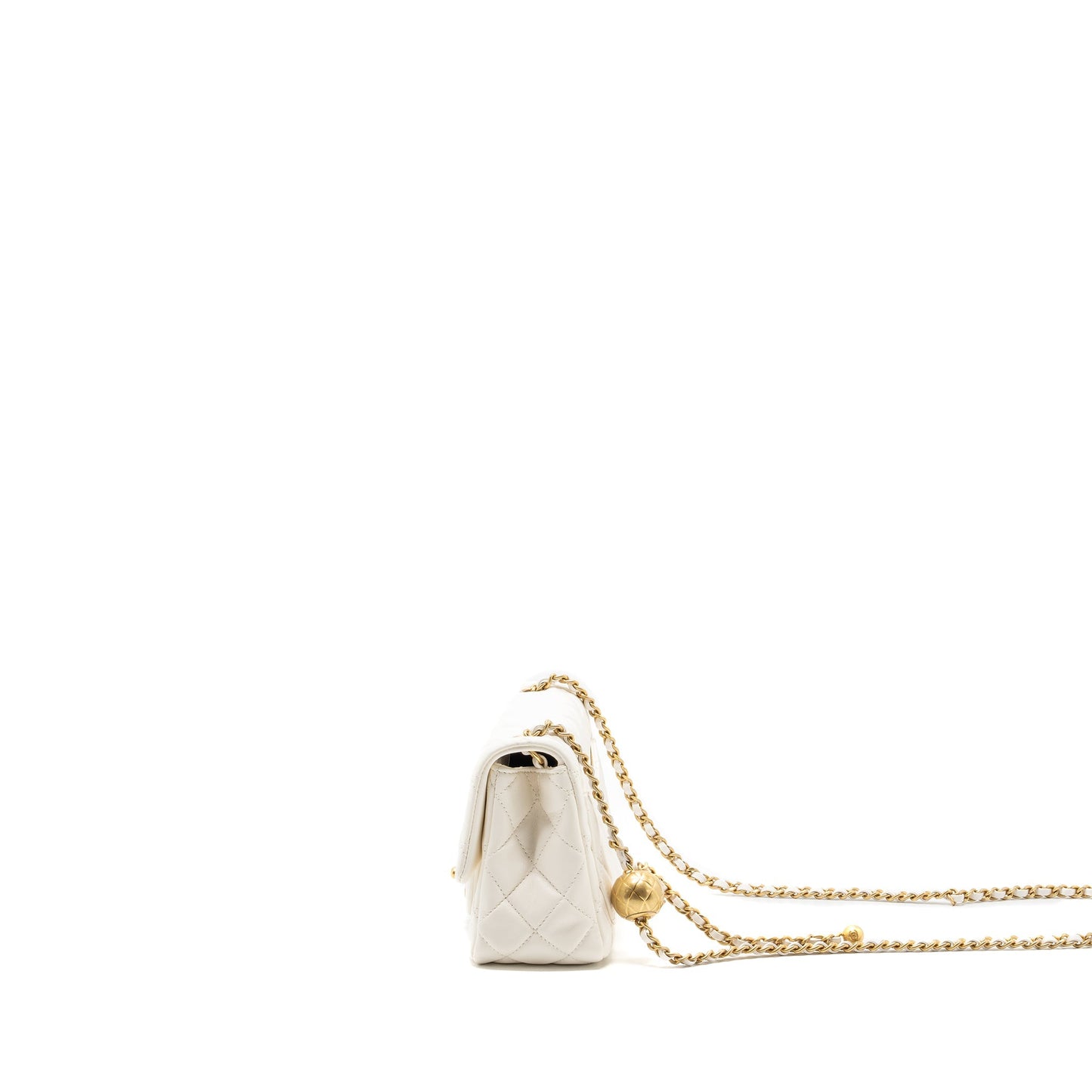 Chanel Pearl crush mini square flap bag lambskin white  (microchip)