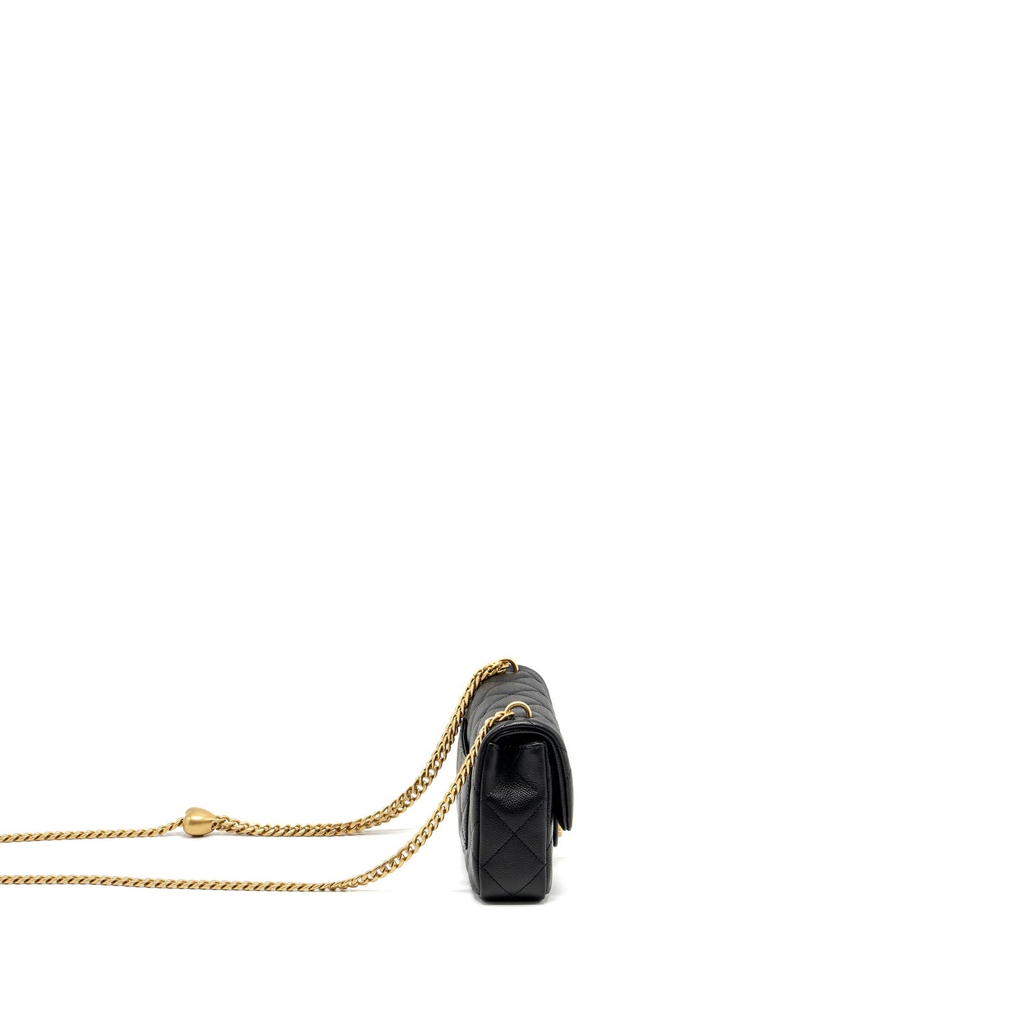 Chanel 24p Coco Love Mini Flap Bag Adjustable Chain Caviar Black Brush  (Microchip)