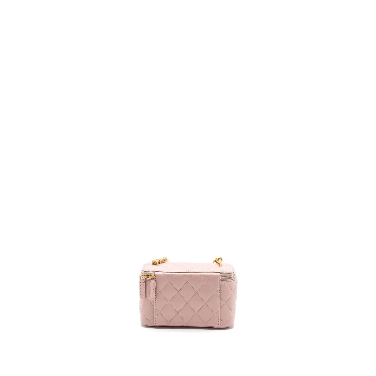 Chanel Long Vanity Case Camellia Chain Lambskin  Light Pink  (Microchip)