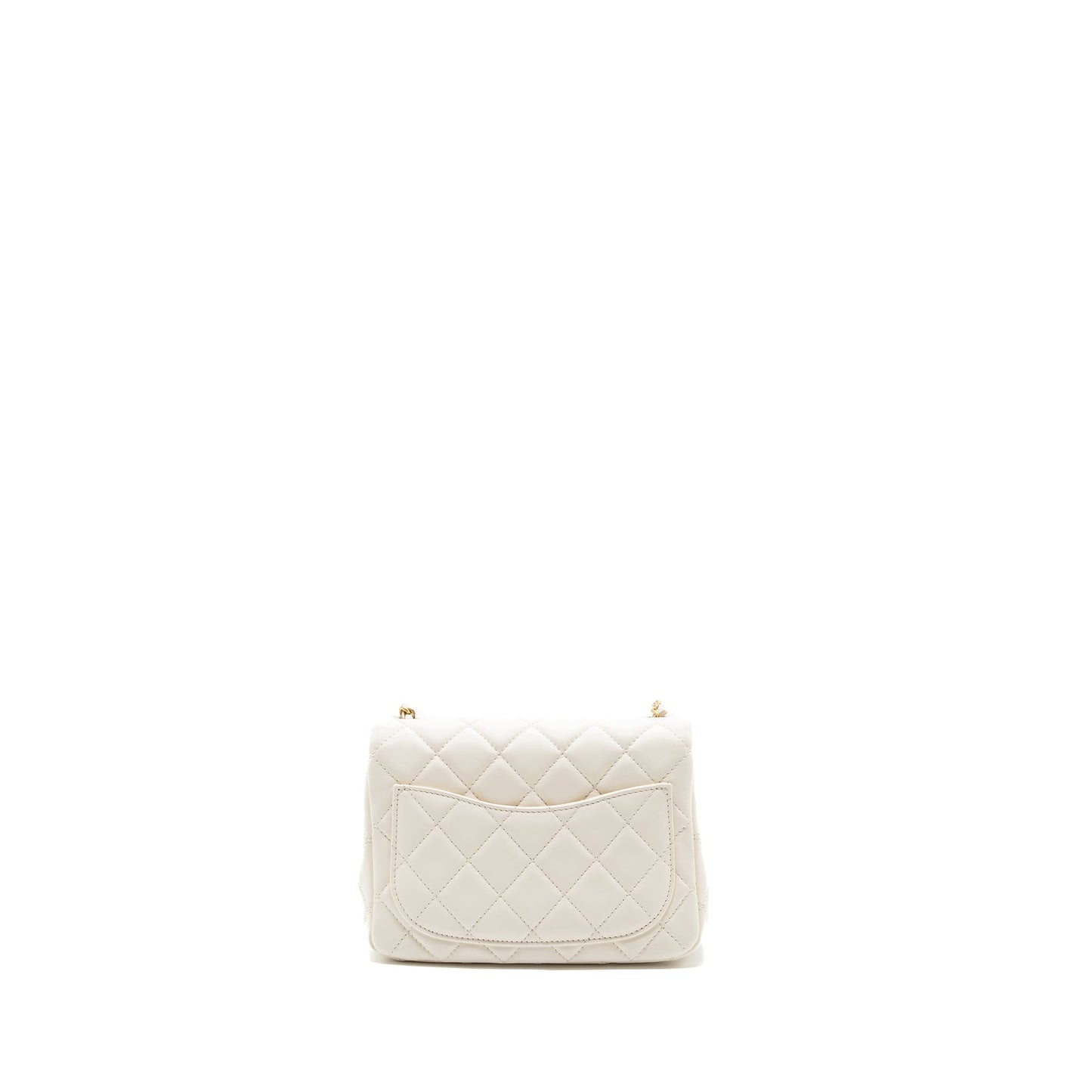 Chanel Pearl crush mini square flap bag lambskin white  (microchip)