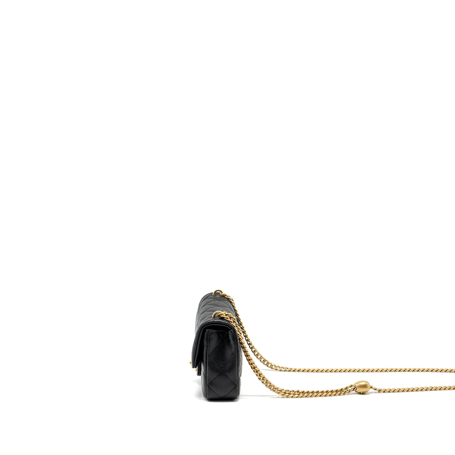 Chanel 24p Coco Love Mini Flap Bag Adjustable Chain Caviar Black Brush  (Microchip)