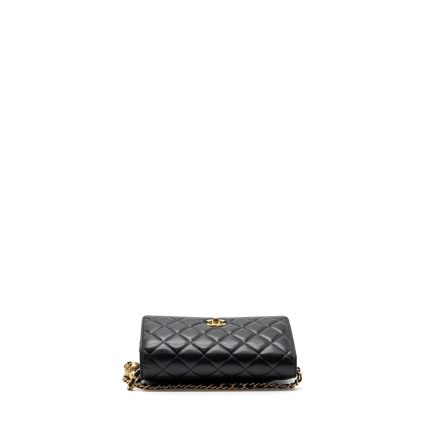 Chanel Pearl Crush Wallet On Chain Lambskin Black (Microchip)