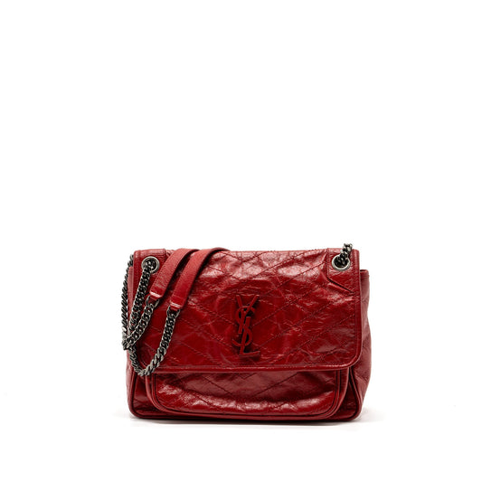 Saint laurent medium Niki Purse of calfskin red ruthenium hardware
