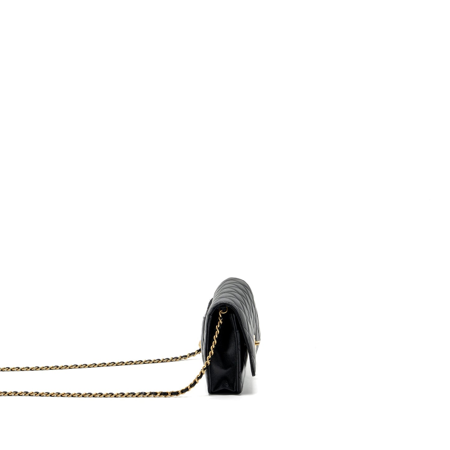 Chanel Pearl Crush Wallet On Chain Lambskin Black (Microchip)
