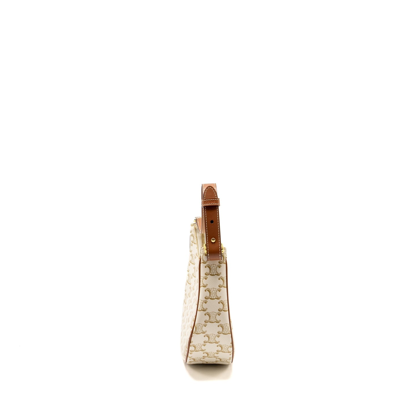 Celine Meduim Ava Purse Triomphe Canvas/Calfskin White/Brown