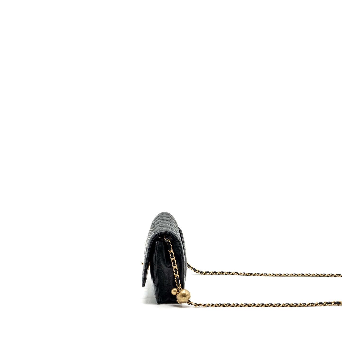 Chanel Pearl Crush Wallet On Chain Lambskin Black (Microchip)