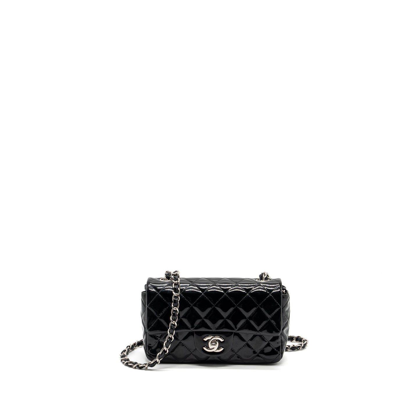 Chanel Mini Rectangular Flap Bag Patent Black