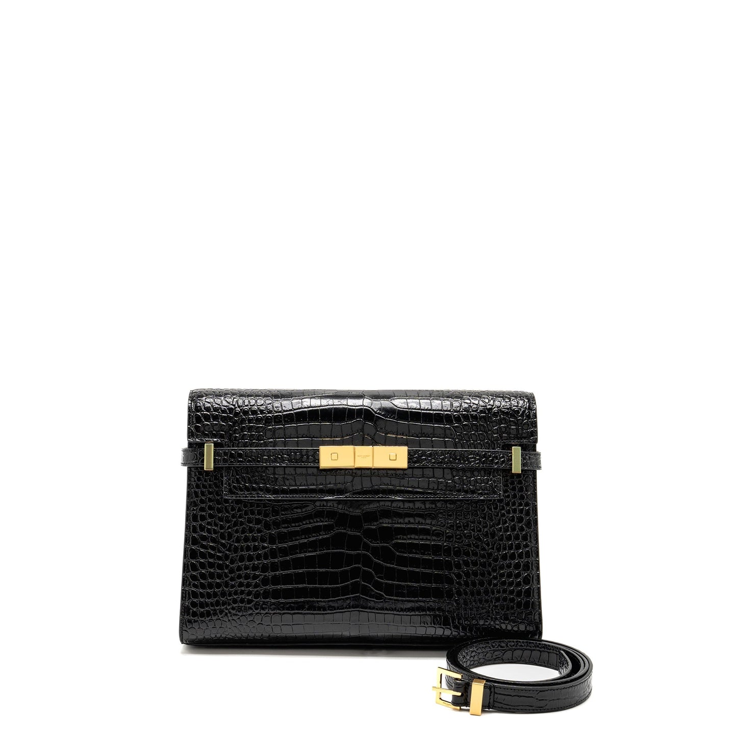 Saint Laurent medium Manhattan Purse Crocodile-Embossed calfskin black