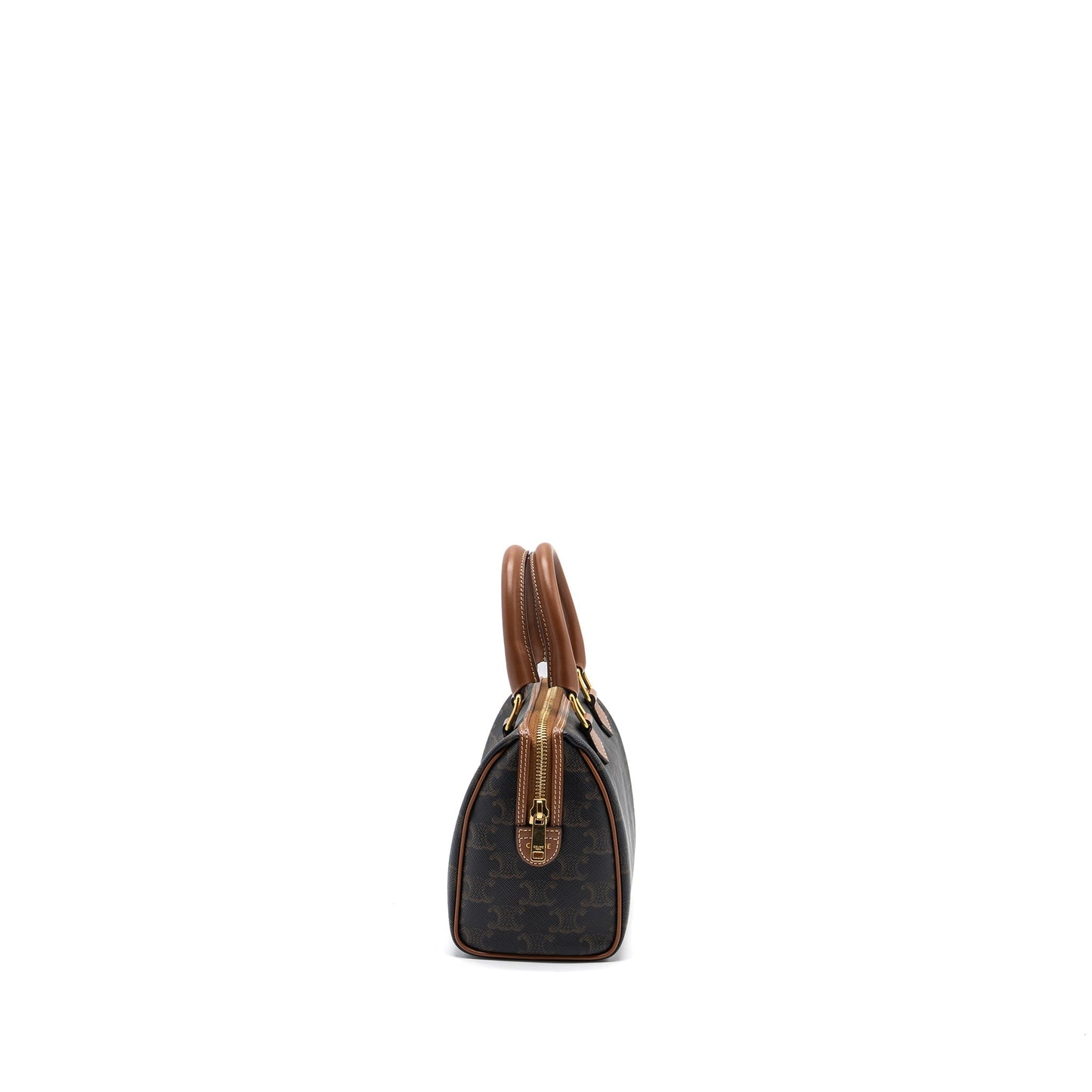 Celine Small Boston Purse Triomphe Canvas/Calfskin Tan