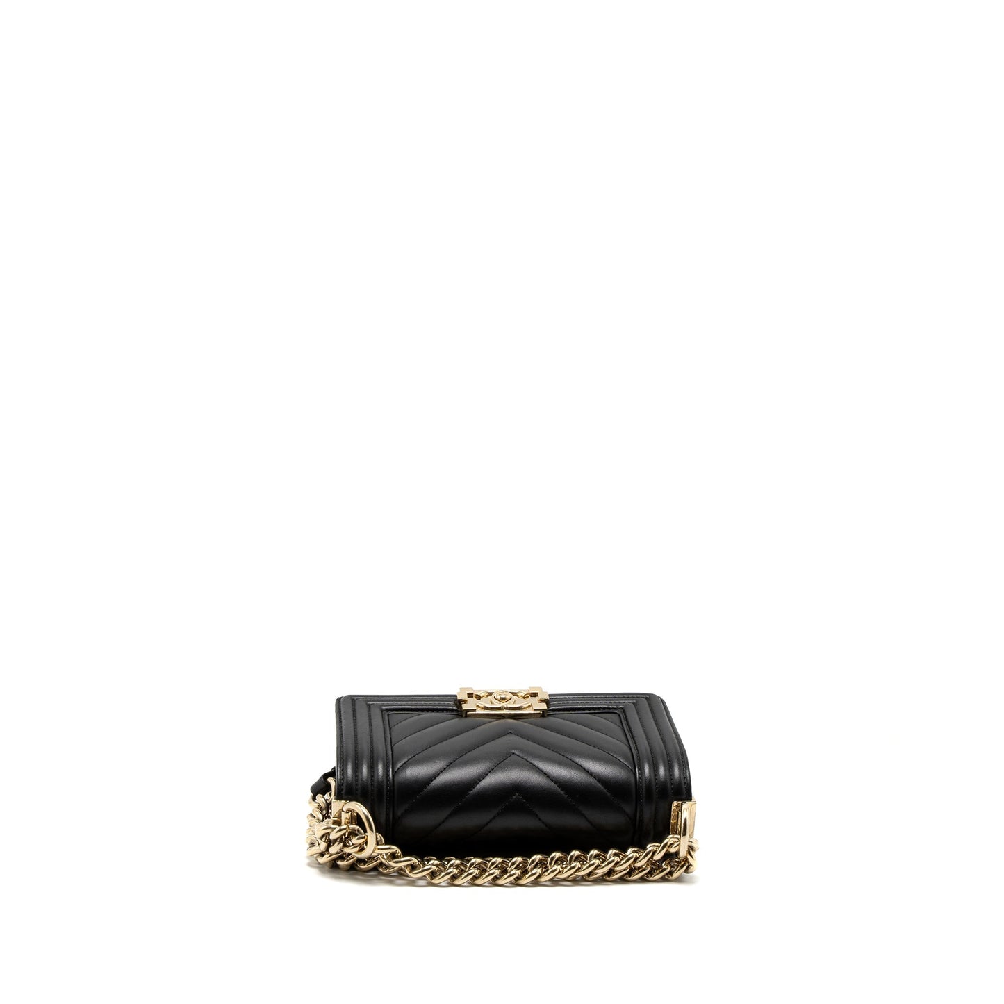 Chanel Small Chevron Boy Bag Lambskin Black