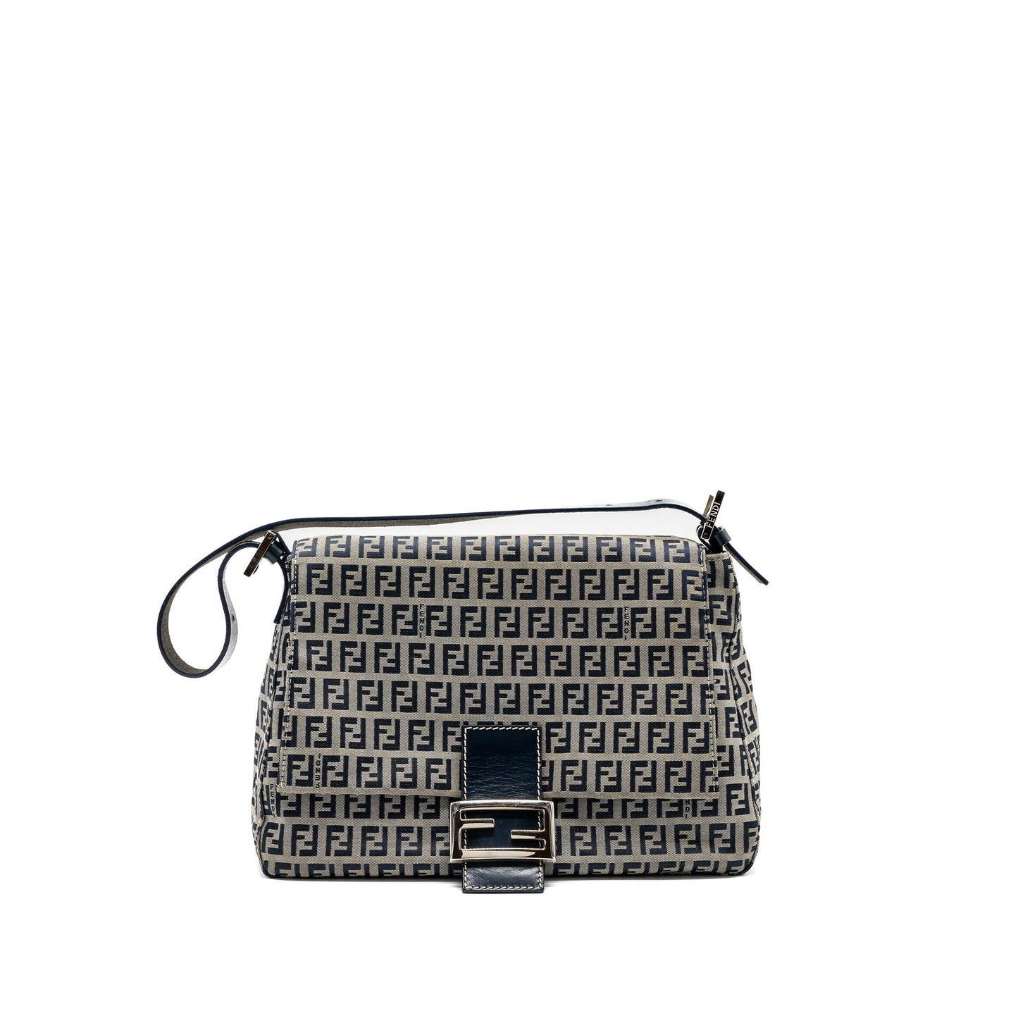 Fendi Zucchino Mama Flap Purse Jacquard Canvas Grey