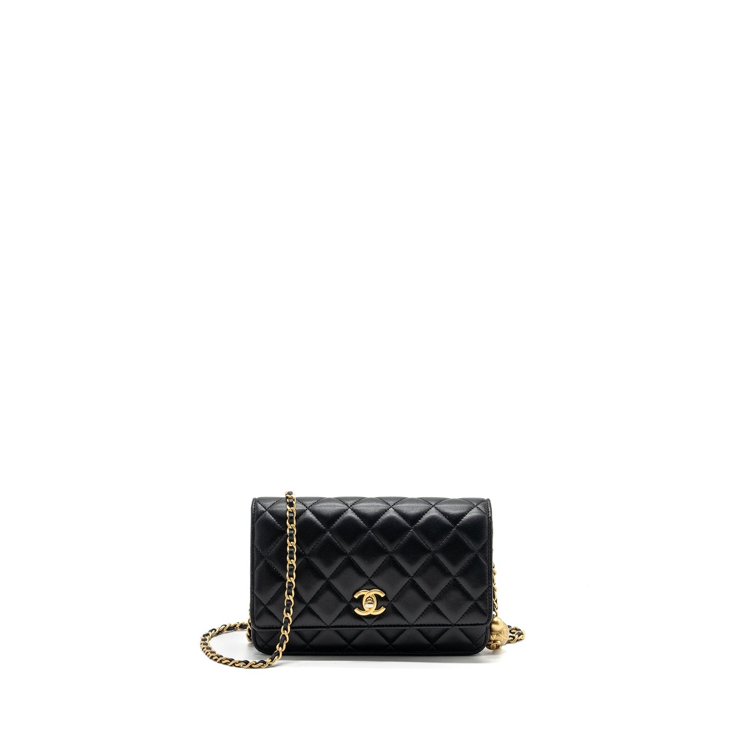 Chanel Pearl Crush Wallet On Chain Lambskin Black (Microchip)