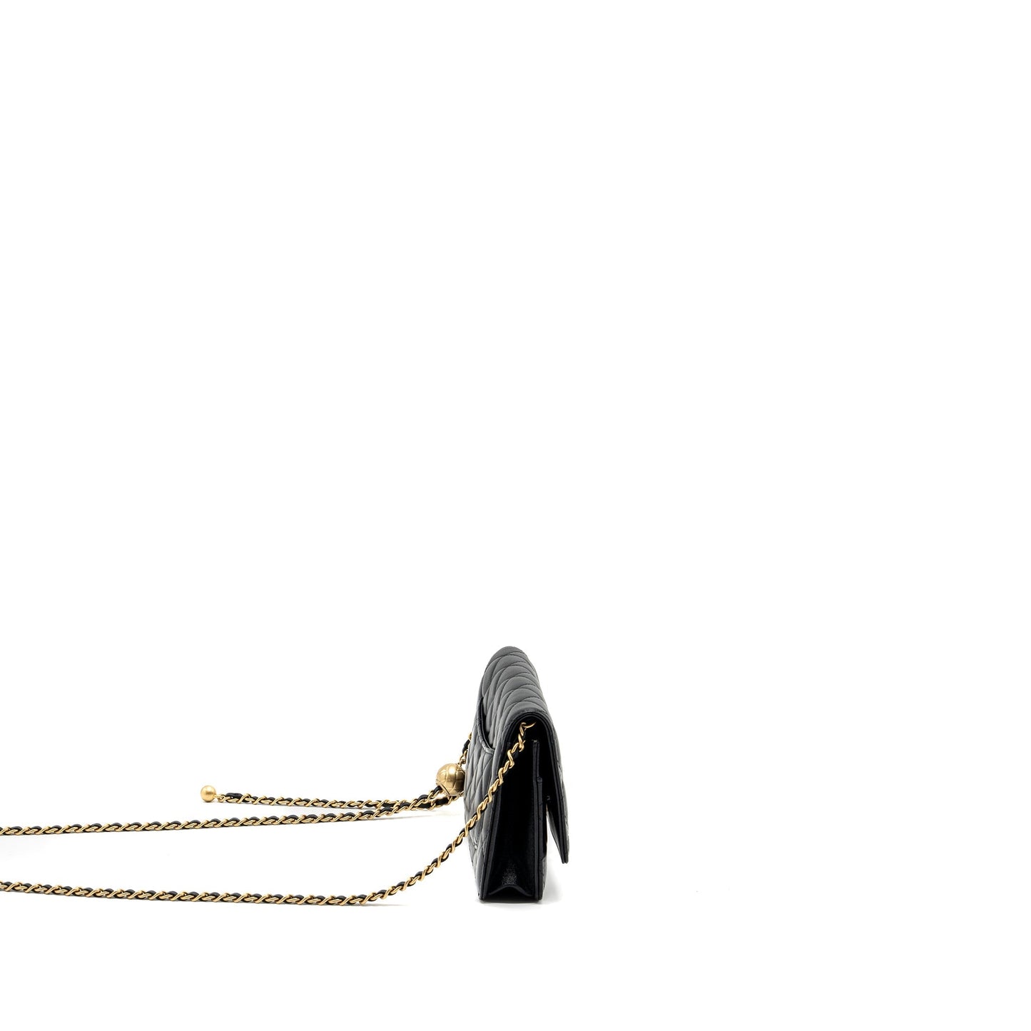 Chanel Pearl Crush Wallet On Chain Lambskin Black