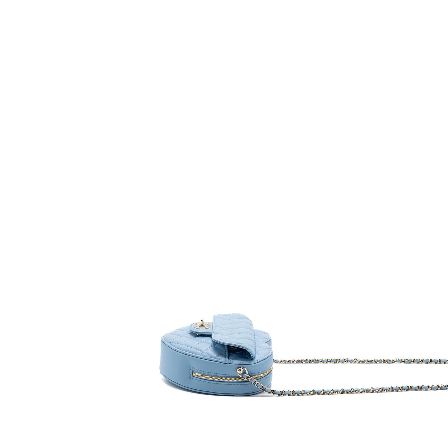 Chanel Heart Bag Lambskin Light Blue L (microchip)