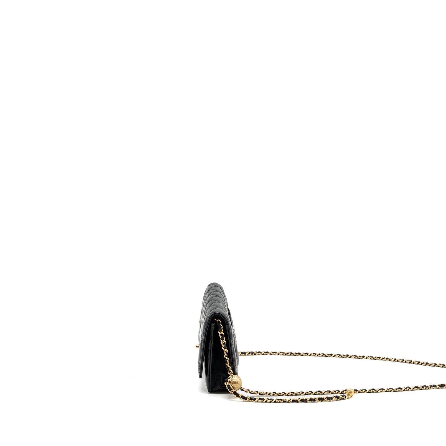 Chanel Pearl Crush Wallet On Chain Lambskin Black