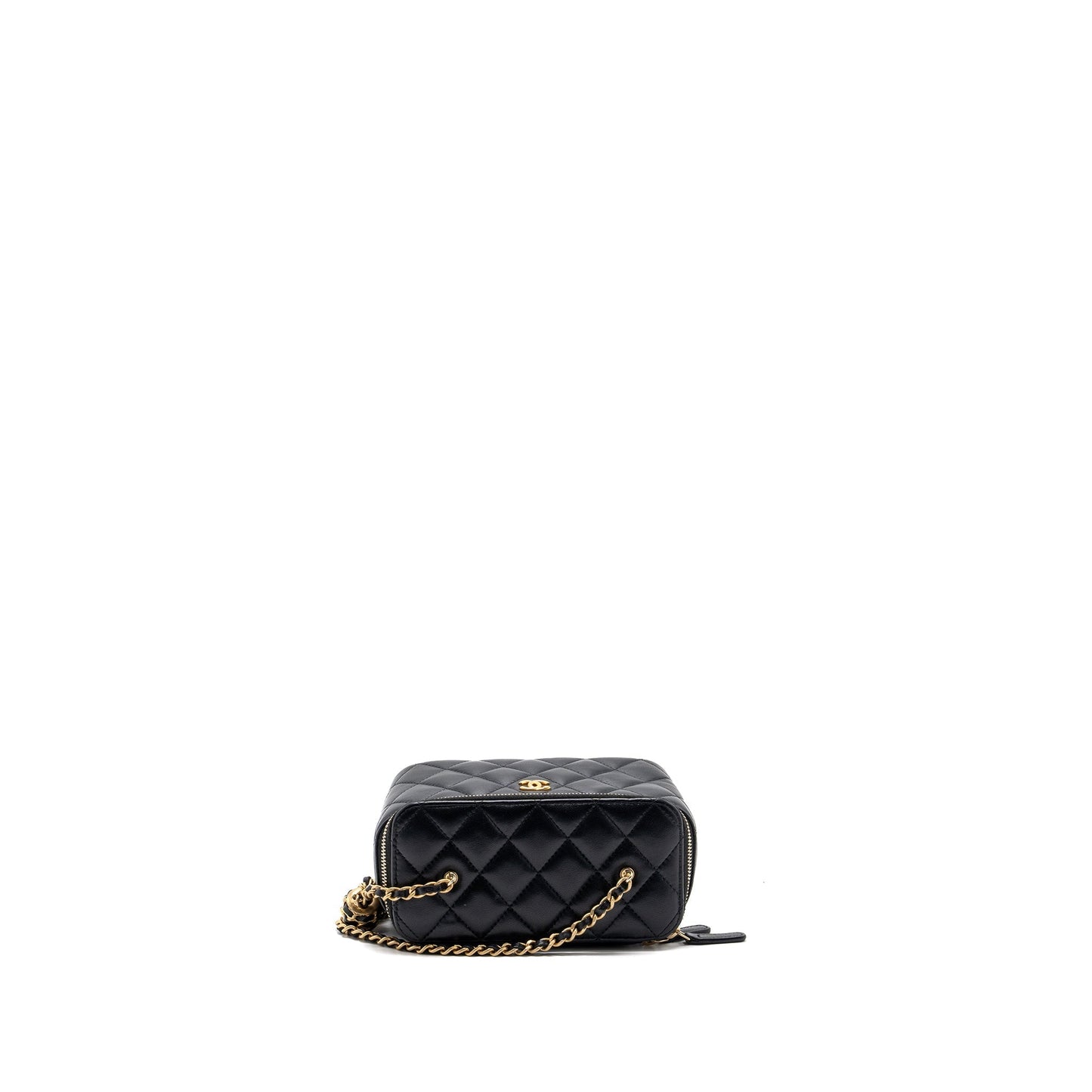 Chanel Pearl Crush Long Vanity Case Lambskin Black