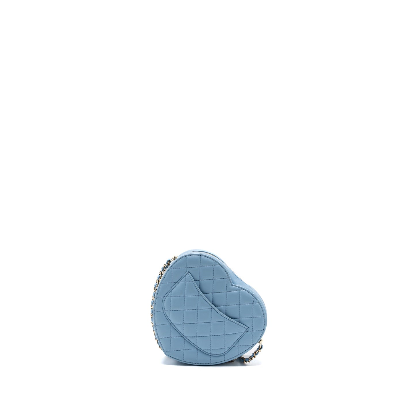 Chanel Heart Bag Lambskin Light Blue L (microchip)