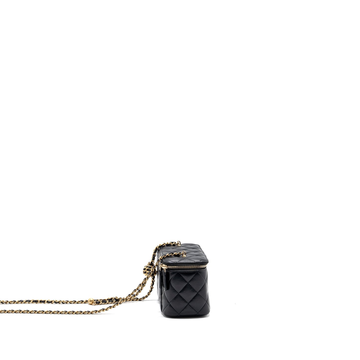 Chanel Pearl Crush Long Vanity Case Lambskin Black