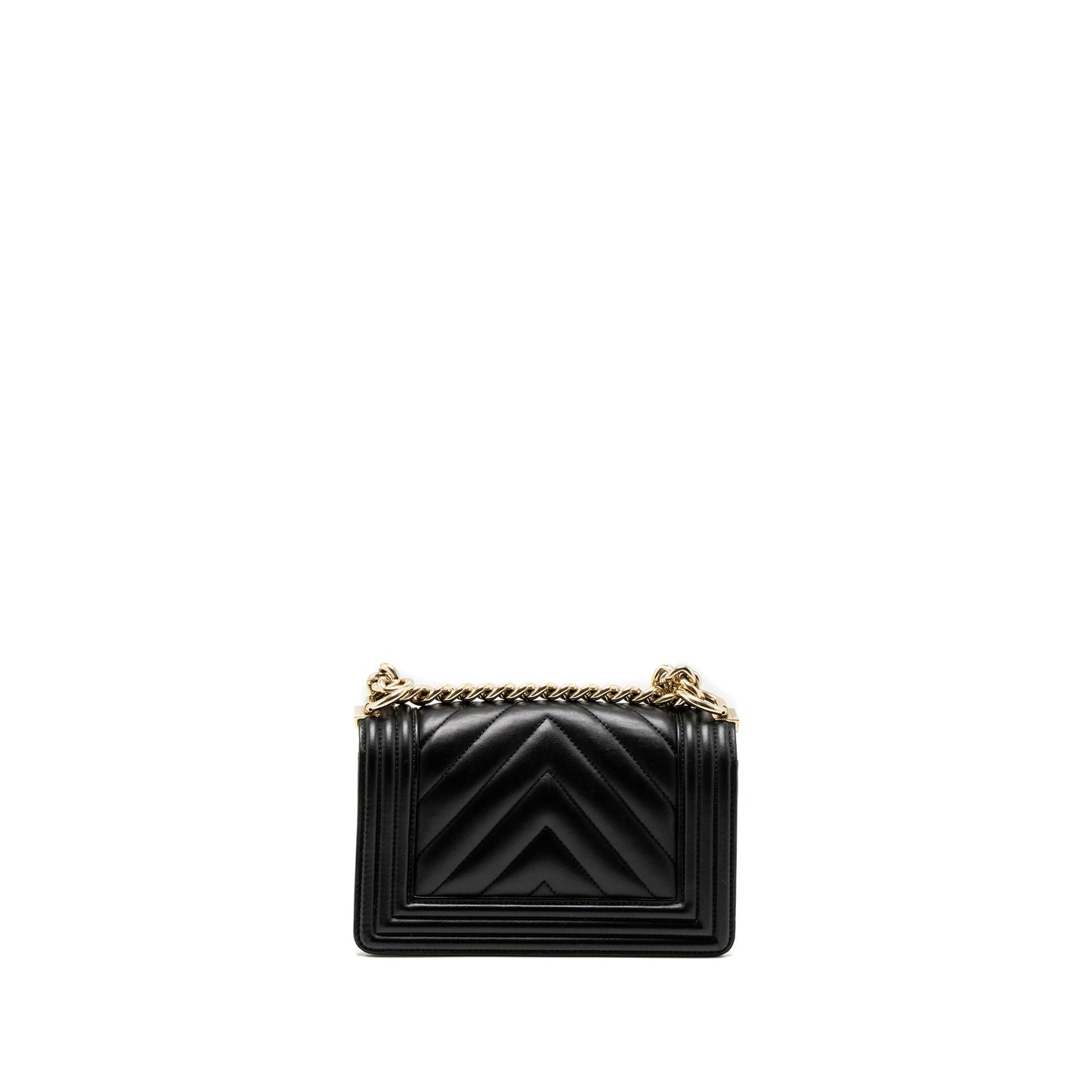 Chanel Small Chevron Boy Bag Lambskin Black