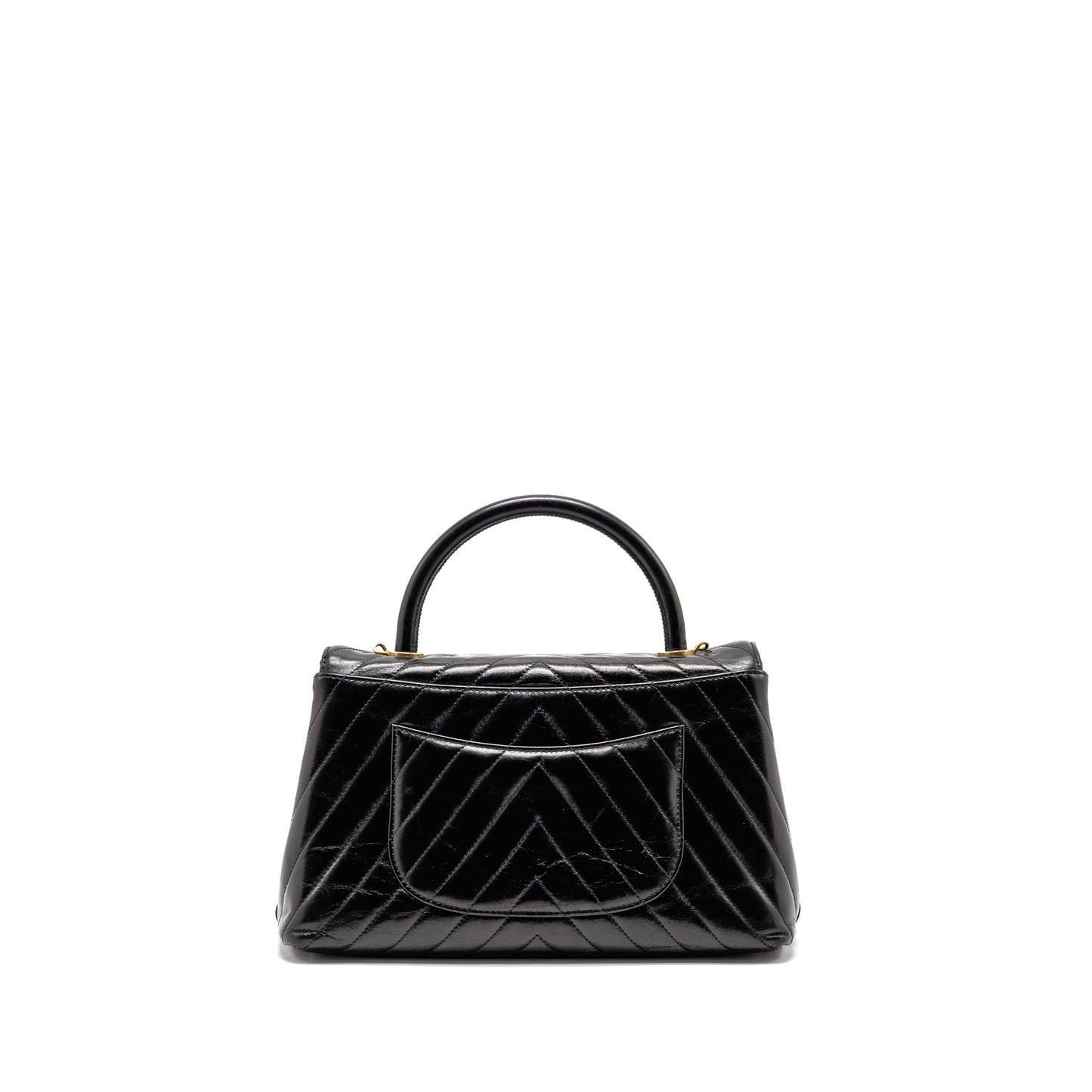 Chanel Medium Coco Handle Chevron Calfskin Black