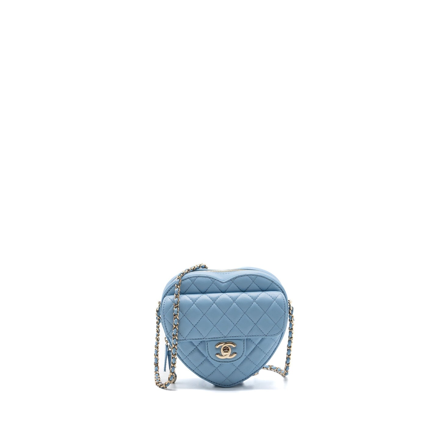 Chanel Heart Bag Lambskin Light Blue L (microchip)