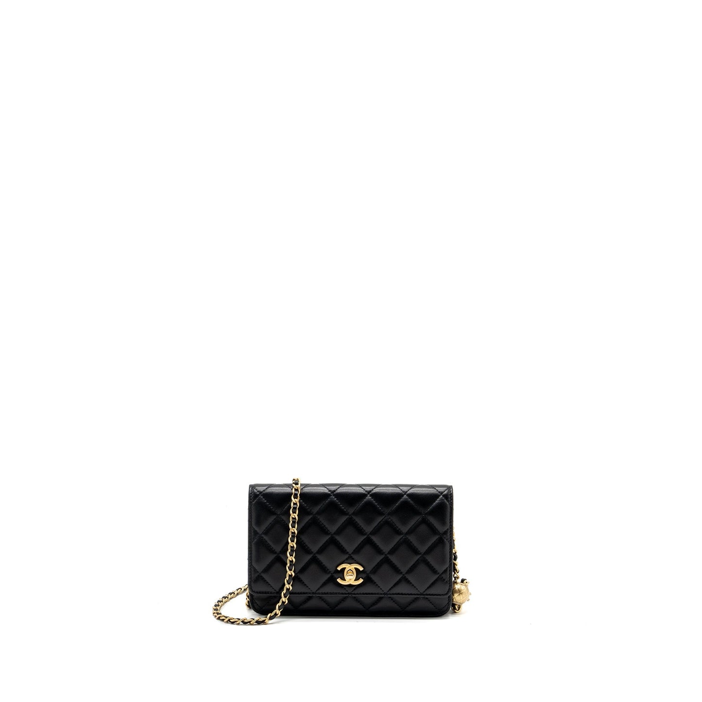Chanel Pearl Crush Wallet On Chain Lambskin Black